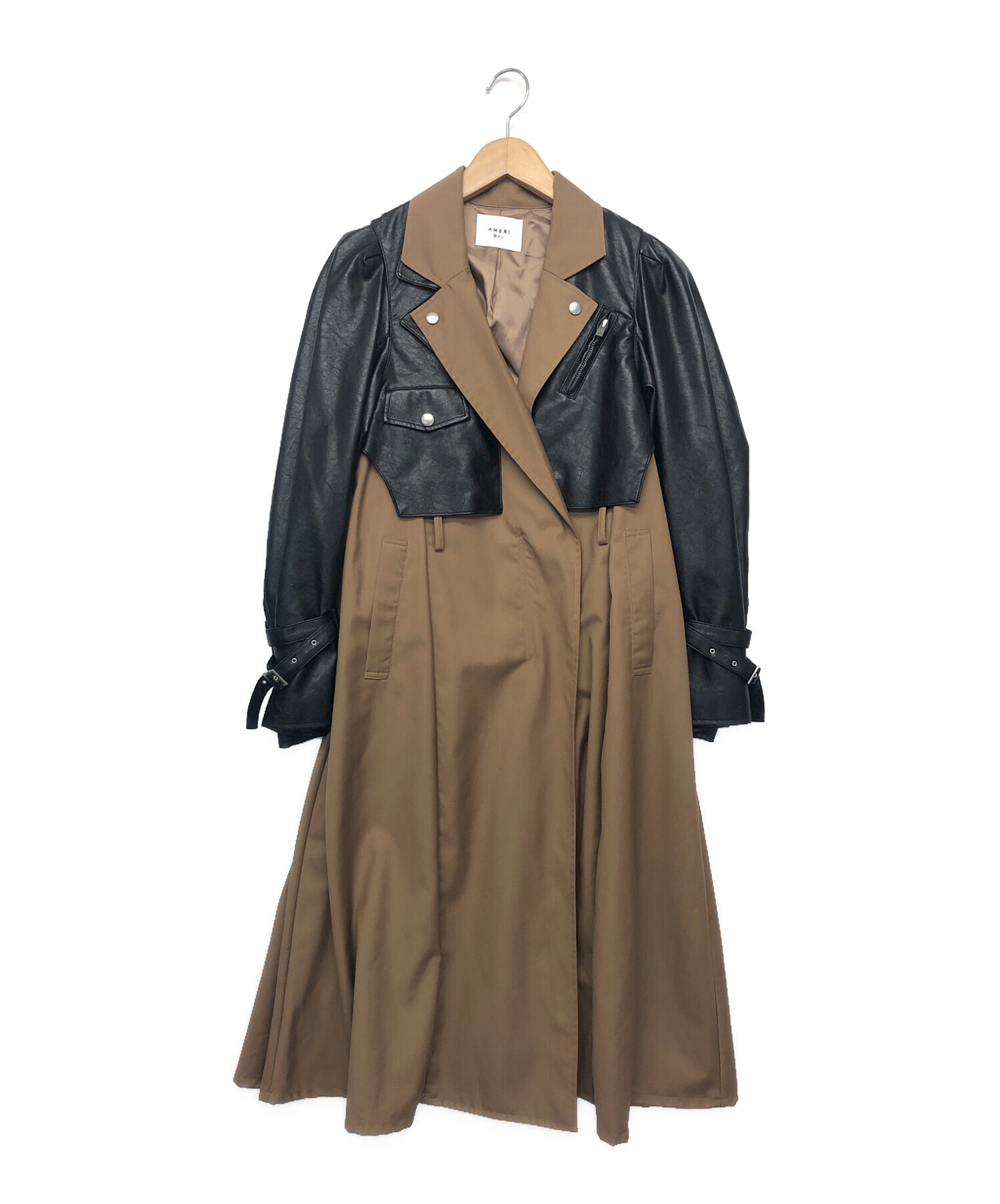 AMERI アメリ ライダース ドッキング コート 中古・古着通販】AMERI (アメリ) ライダースドッキングコート ベージュ