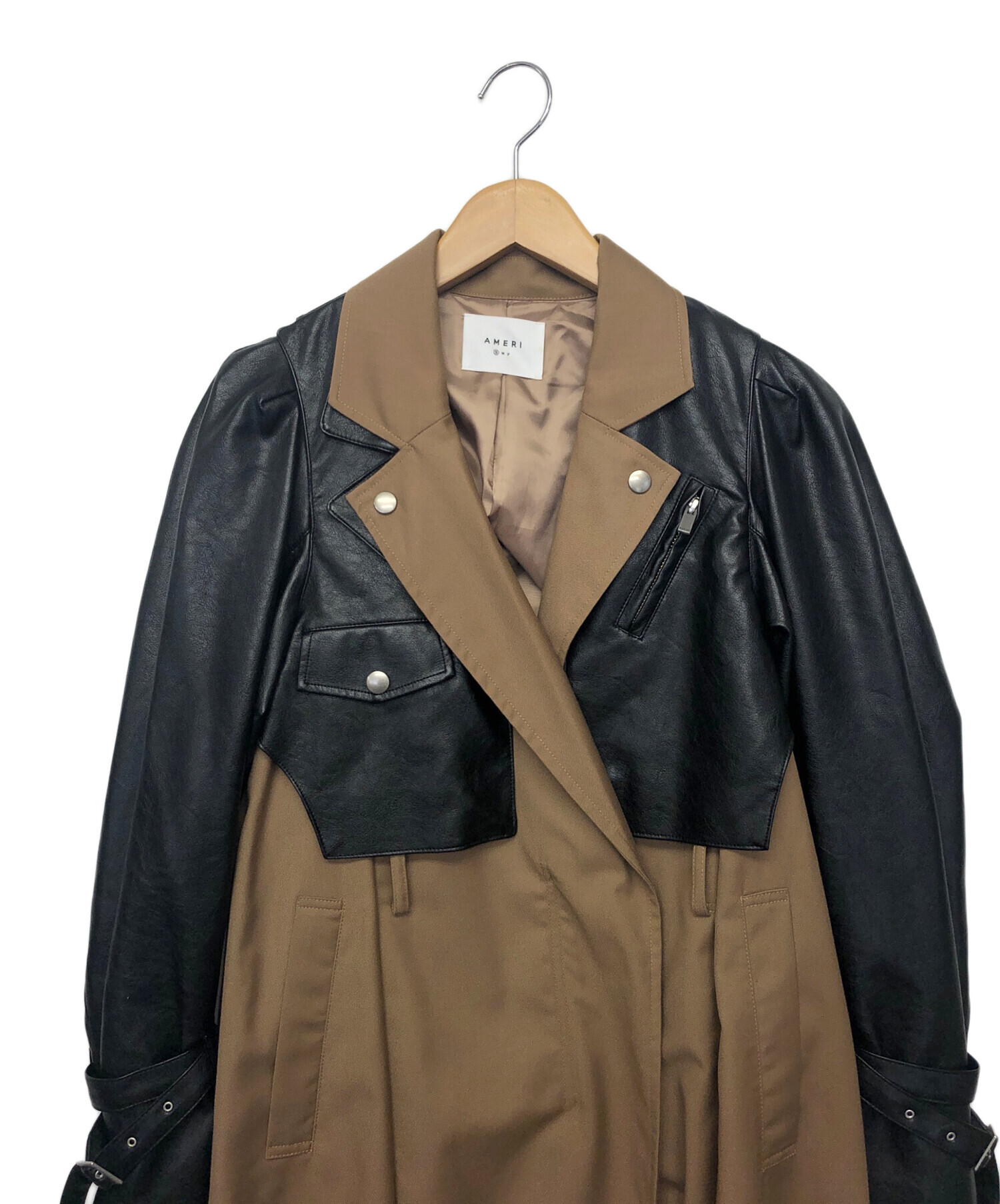 中古・古着通販】AMERI (アメリ) ライダースドッキングコート ベージュ