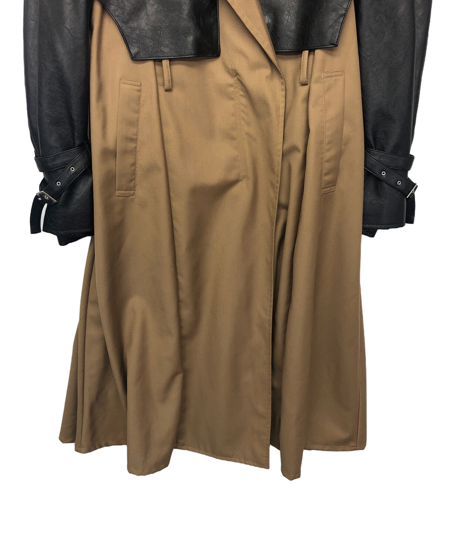 中古・古着通販】AMERI (アメリ) ライダースドッキングコート ベージュ