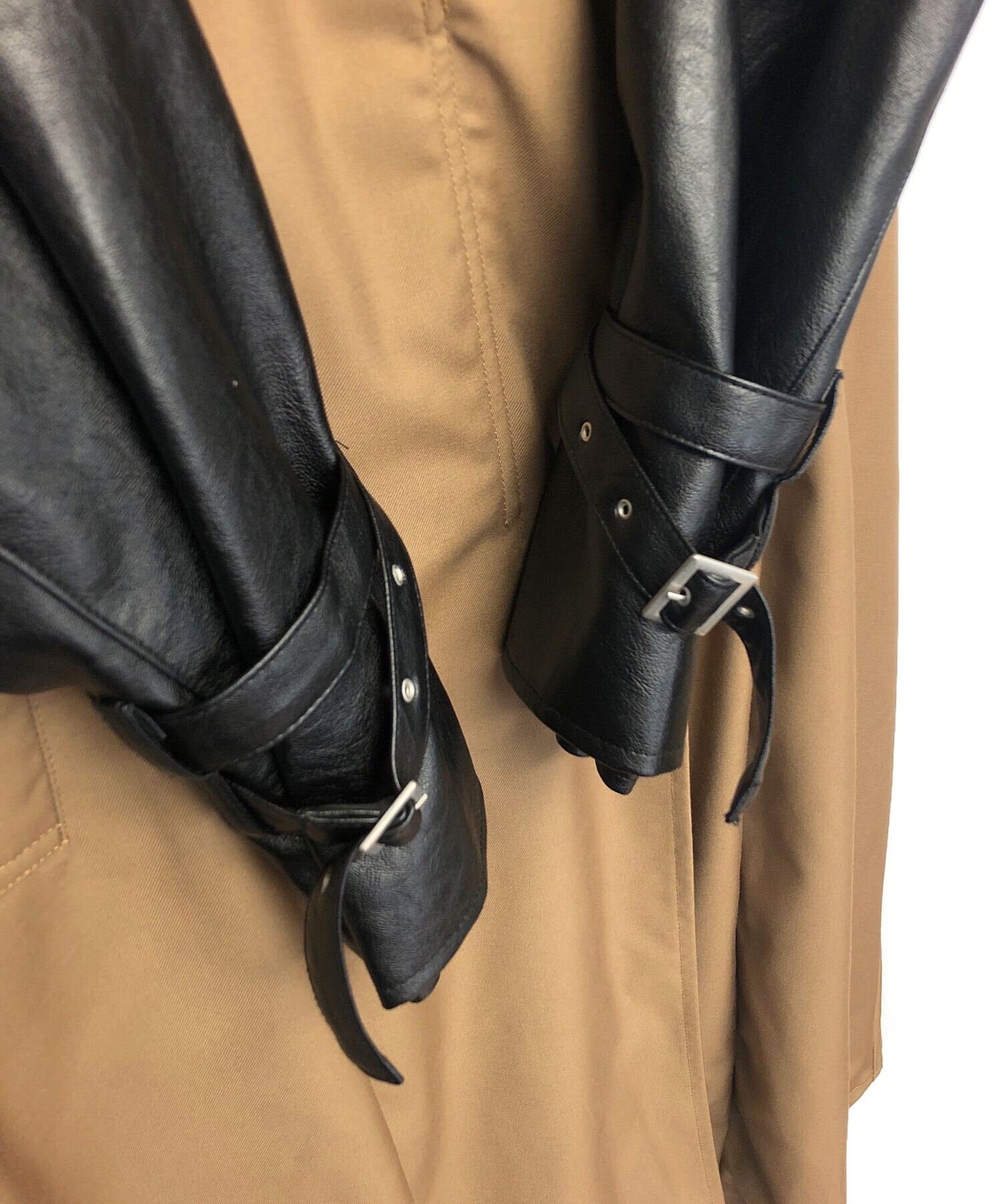 中古・古着通販】AMERI (アメリ) ライダースドッキングコート ベージュ