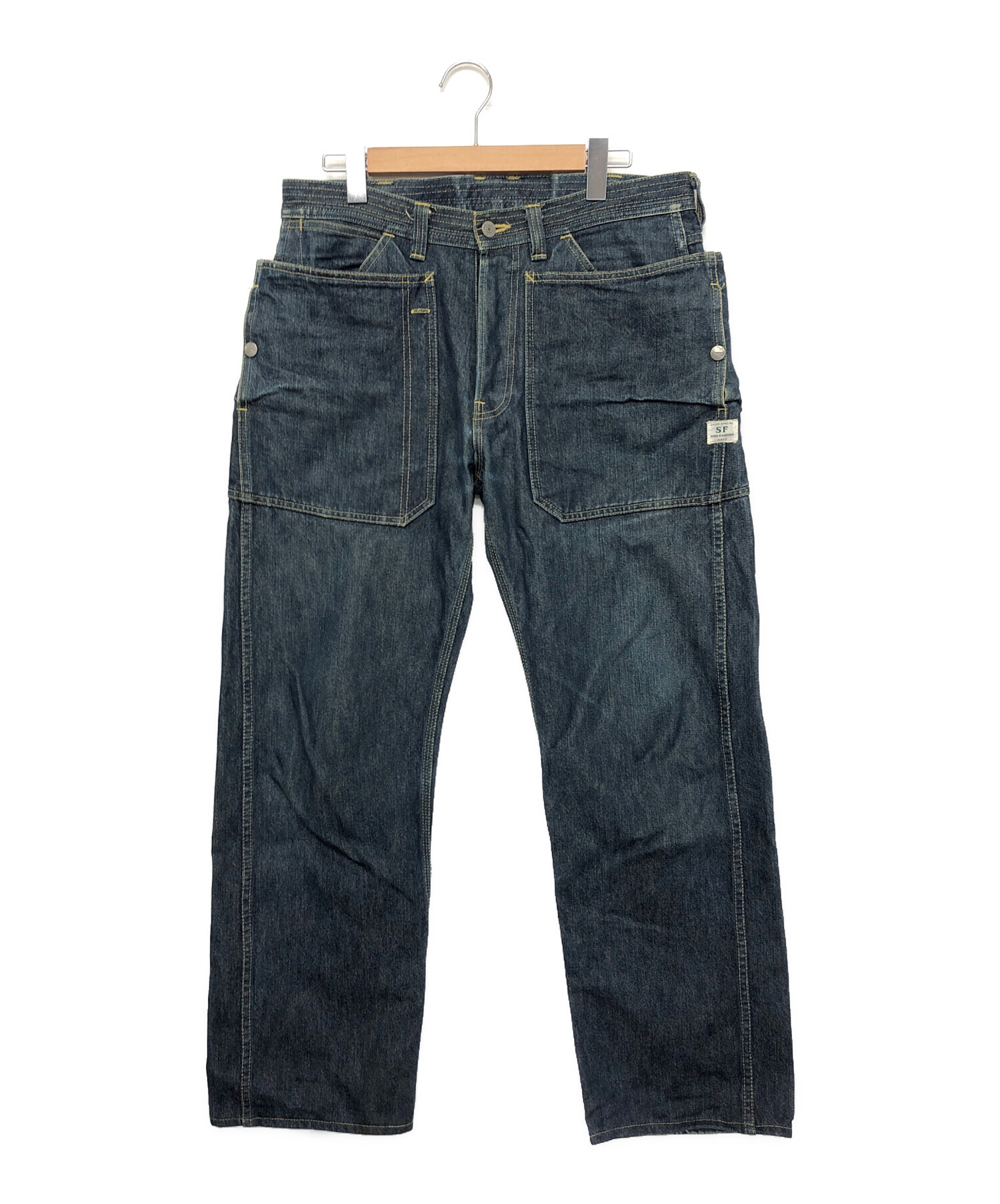 sassafras SF デニム パンツ Ｌサイズ SASSAFRAS (ササフラス) フォールリーフスプレイヤーパンツ インディゴ サイズ:L