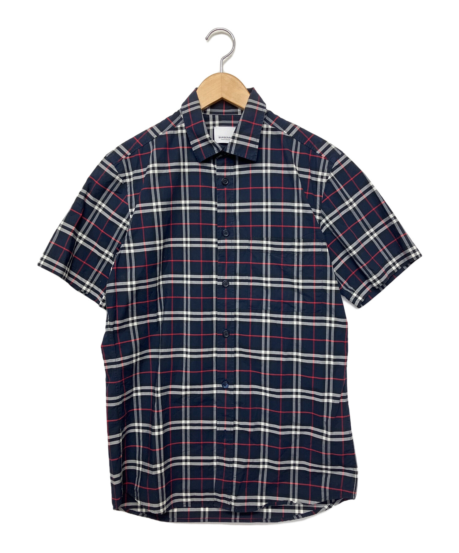 中古・古着通販】BURBERRY (バーバリー) 半袖シャツ ネイビー サイズ:S 