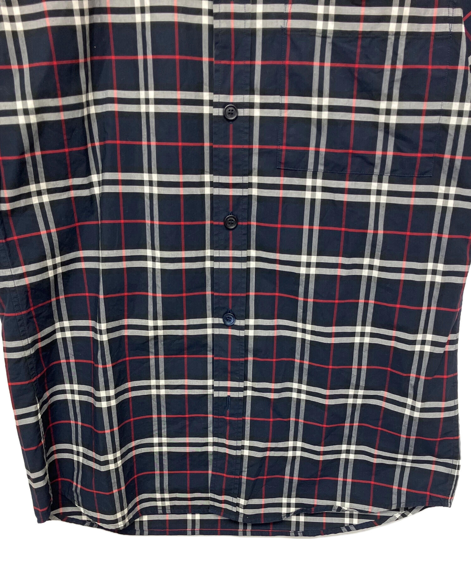 中古・古着通販】BURBERRY (バーバリー) 半袖シャツ ネイビー サイズ:S