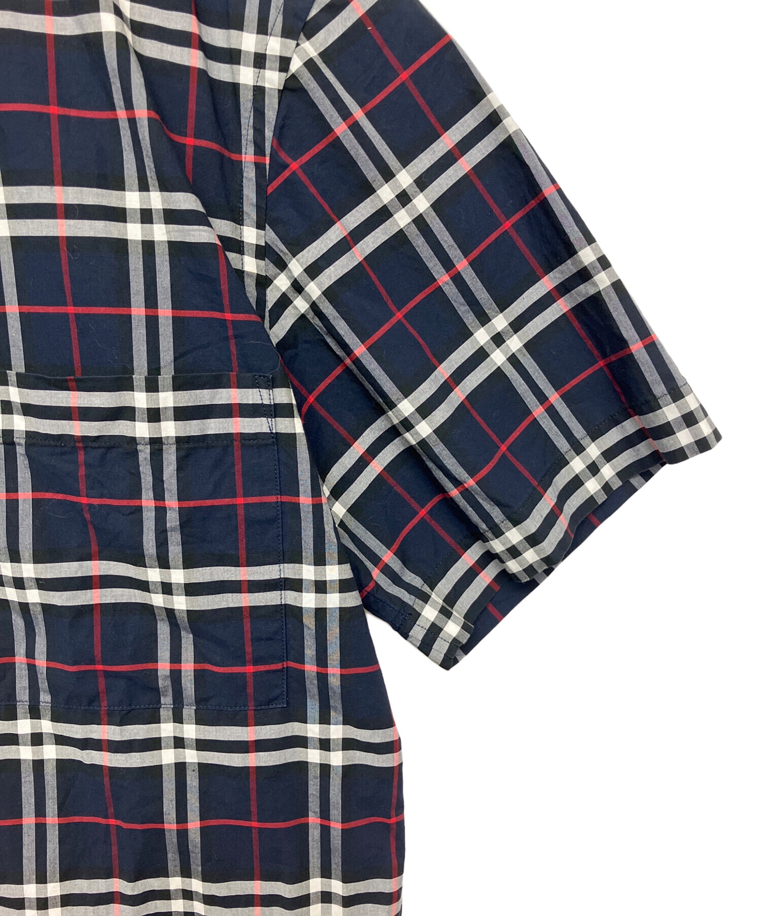 中古・古着通販】BURBERRY (バーバリー) 半袖シャツ ネイビー サイズ:S 