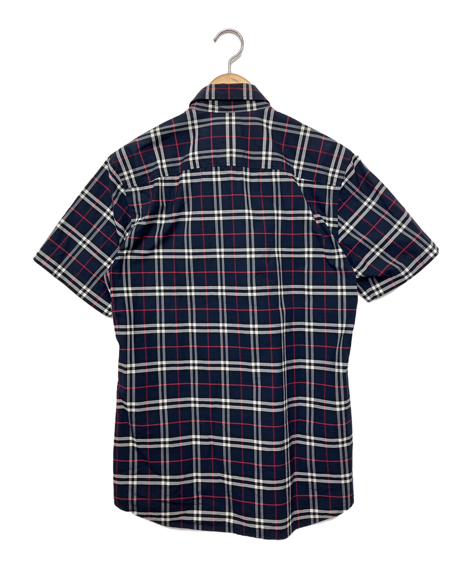 中古・古着通販】BURBERRY (バーバリー) 半袖シャツ ネイビー サイズ:S 