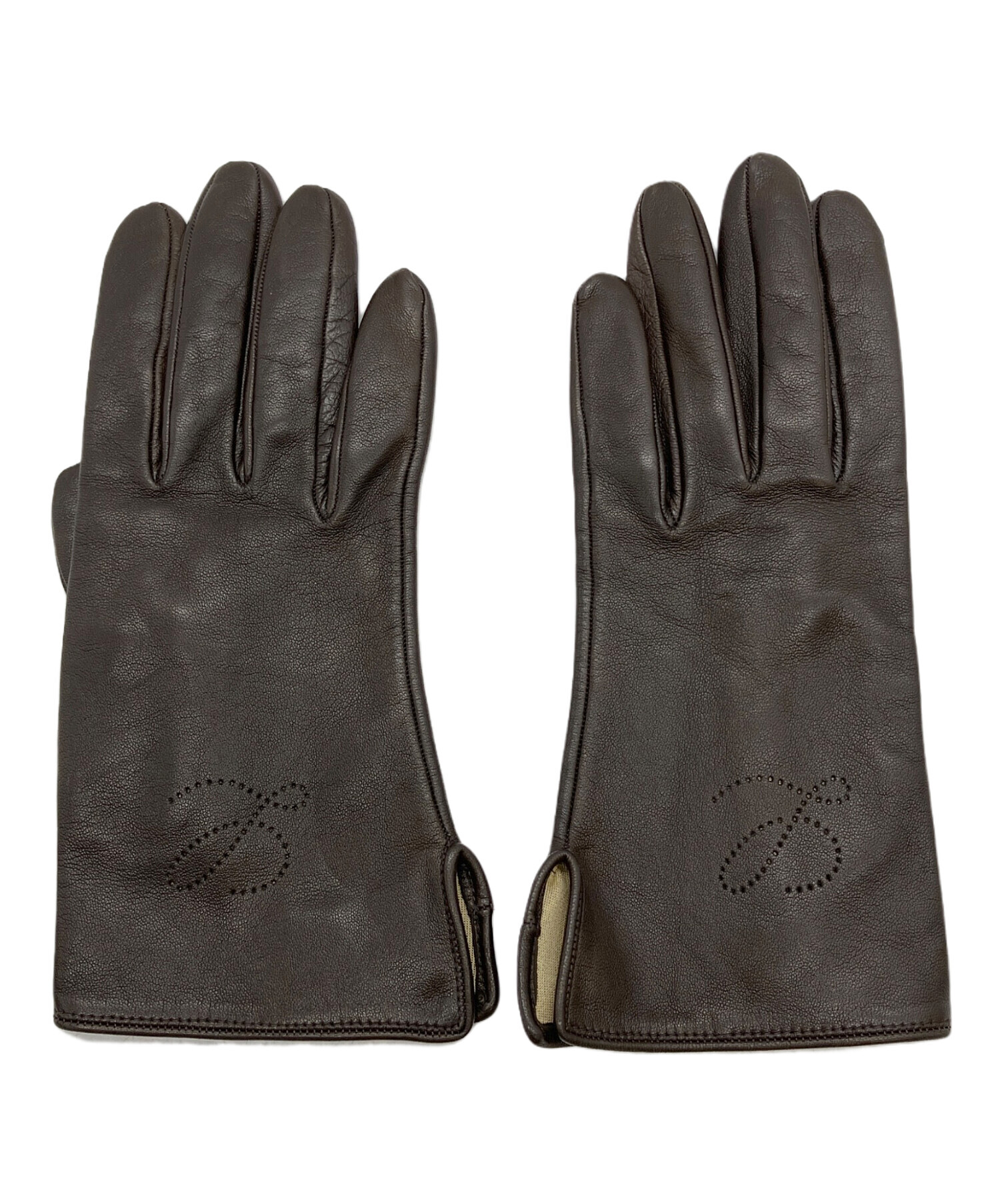 美品　LOEWE ロエベ レザー　手袋 グローブ a547 中古・古着通販】LOEWE (ロエベ) レザーグローブ ブラウン｜ブランド