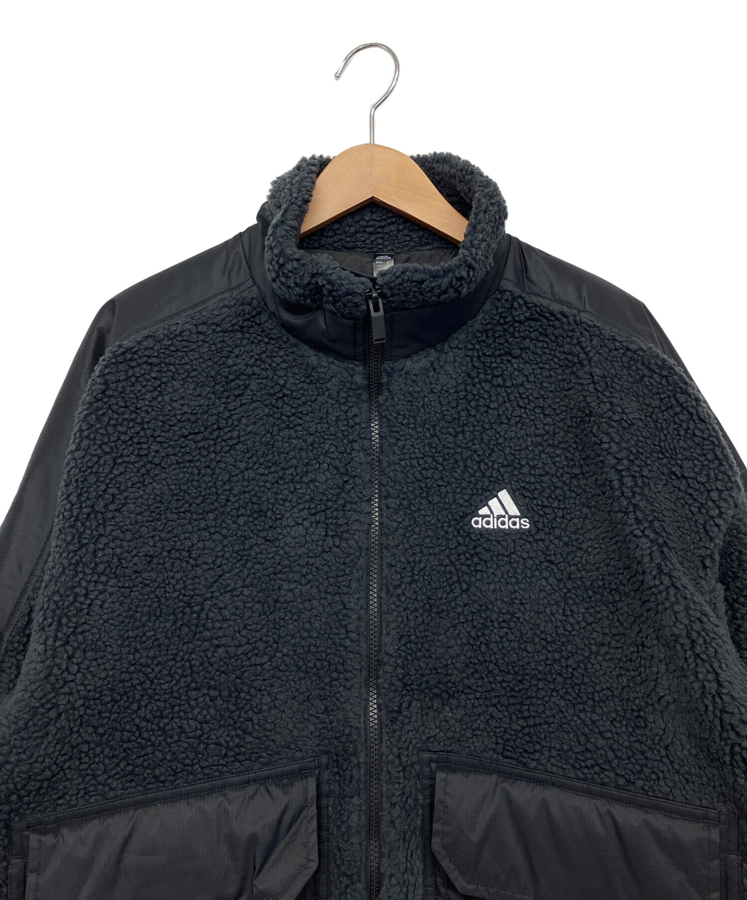 中古・古着通販】adidas (アディダス) ボアジャケット ブラック サイズ 