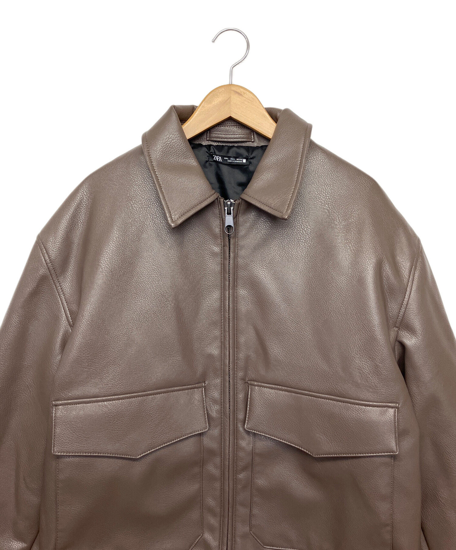 中古・古着通販】ZARA (ザラ) フェイクレザージャケット ブラウン