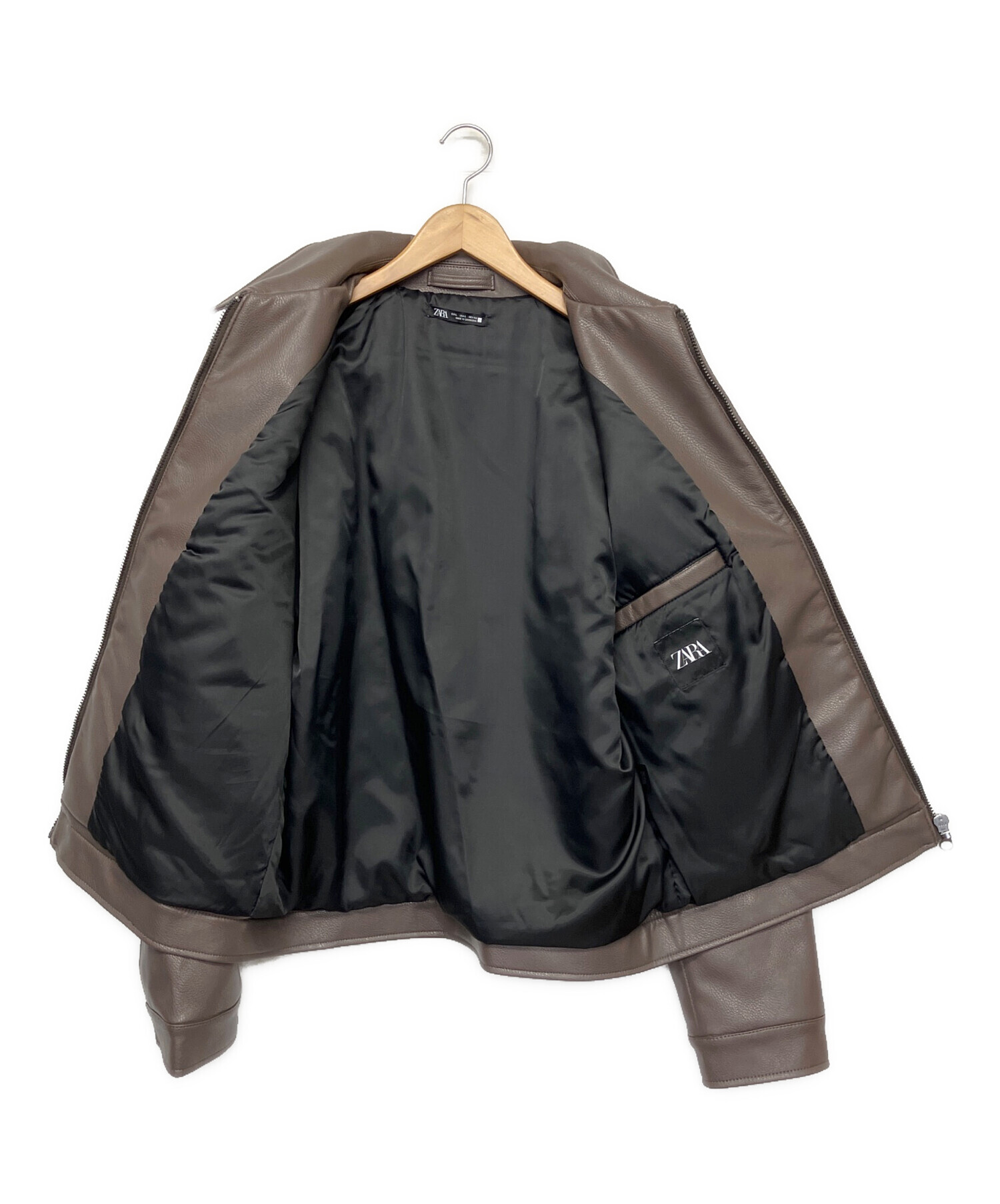 中古・古着通販】ZARA (ザラ) フェイクレザージャケット ブラウン