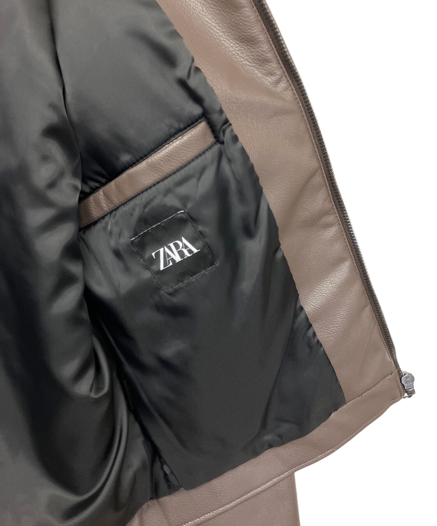 中古・古着通販】ZARA (ザラ) フェイクレザージャケット ブラウン