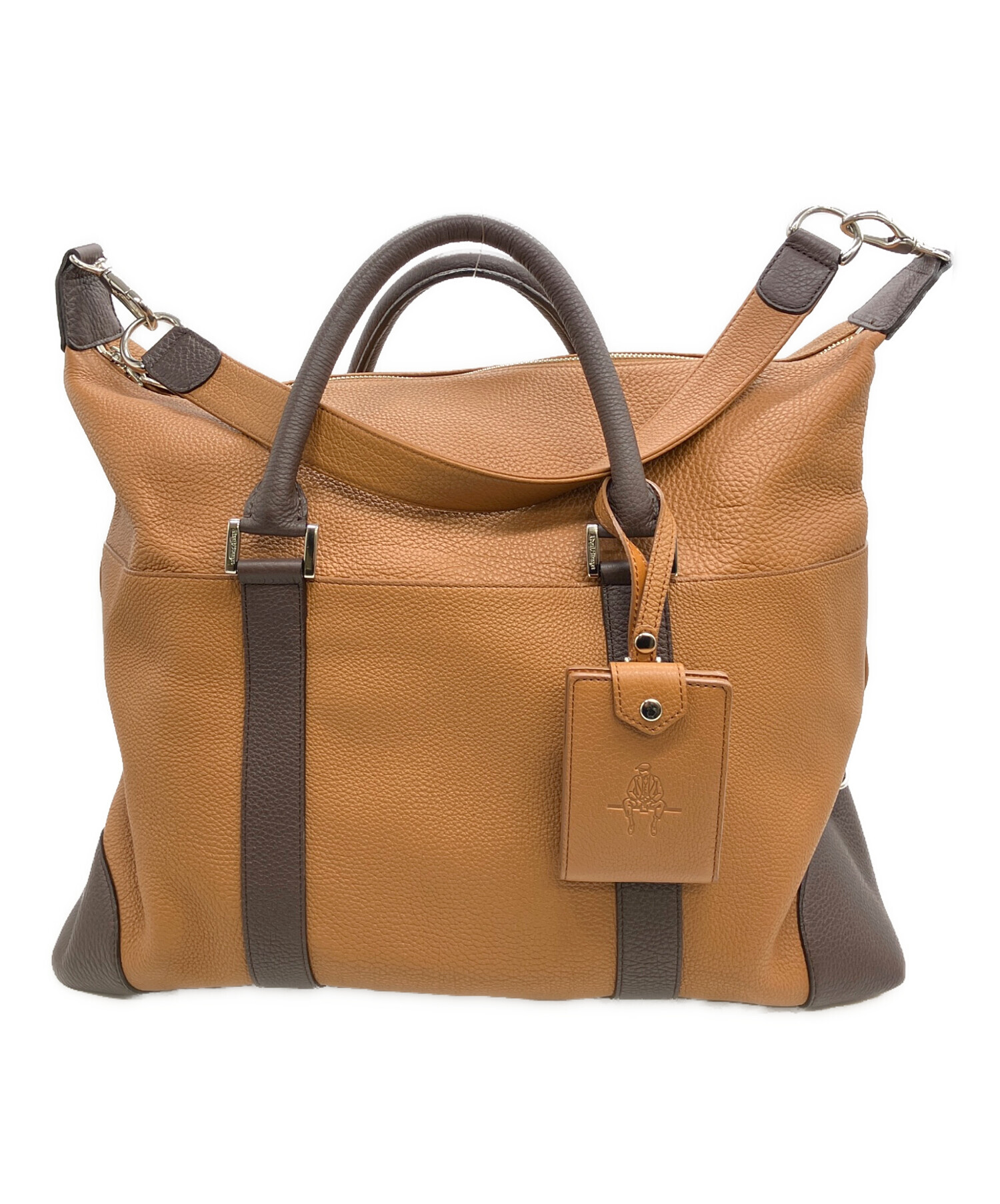 タグ付☆美品☆paul Stuart ボストンバッグ ブラウン　ナイロン×牛革 中古・古着通販】Paul Stuart (ポールスチュアート) ボストンバッグ