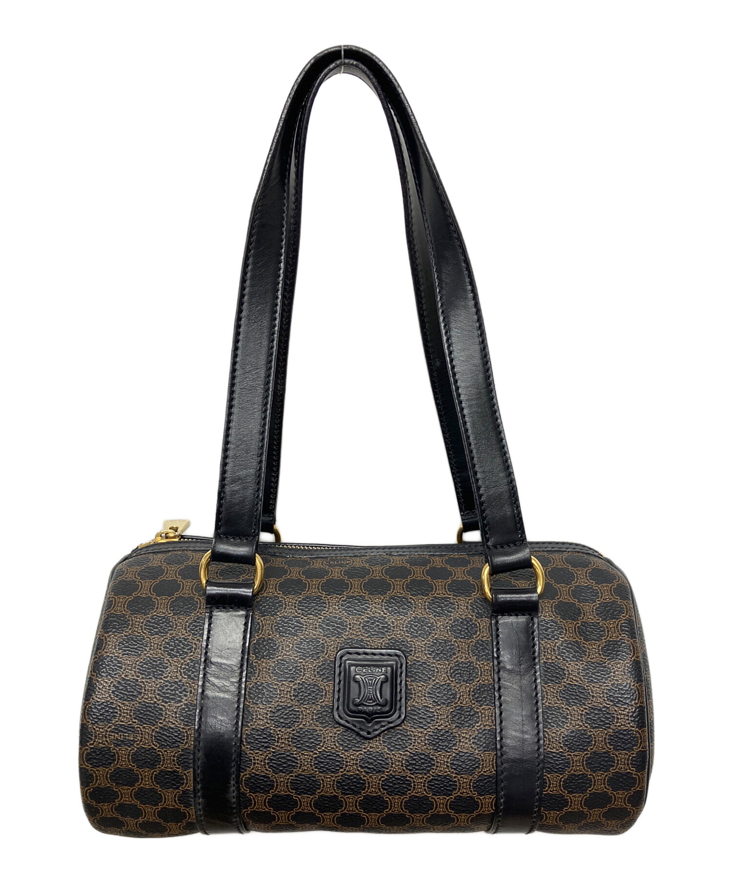 極美品 セリーヌ ボストンバッグ 黒マカダム ヌメ革 大容量 極美品✨セリーヌ ボストンバッグ ブラックマカダム 大容量 極美品