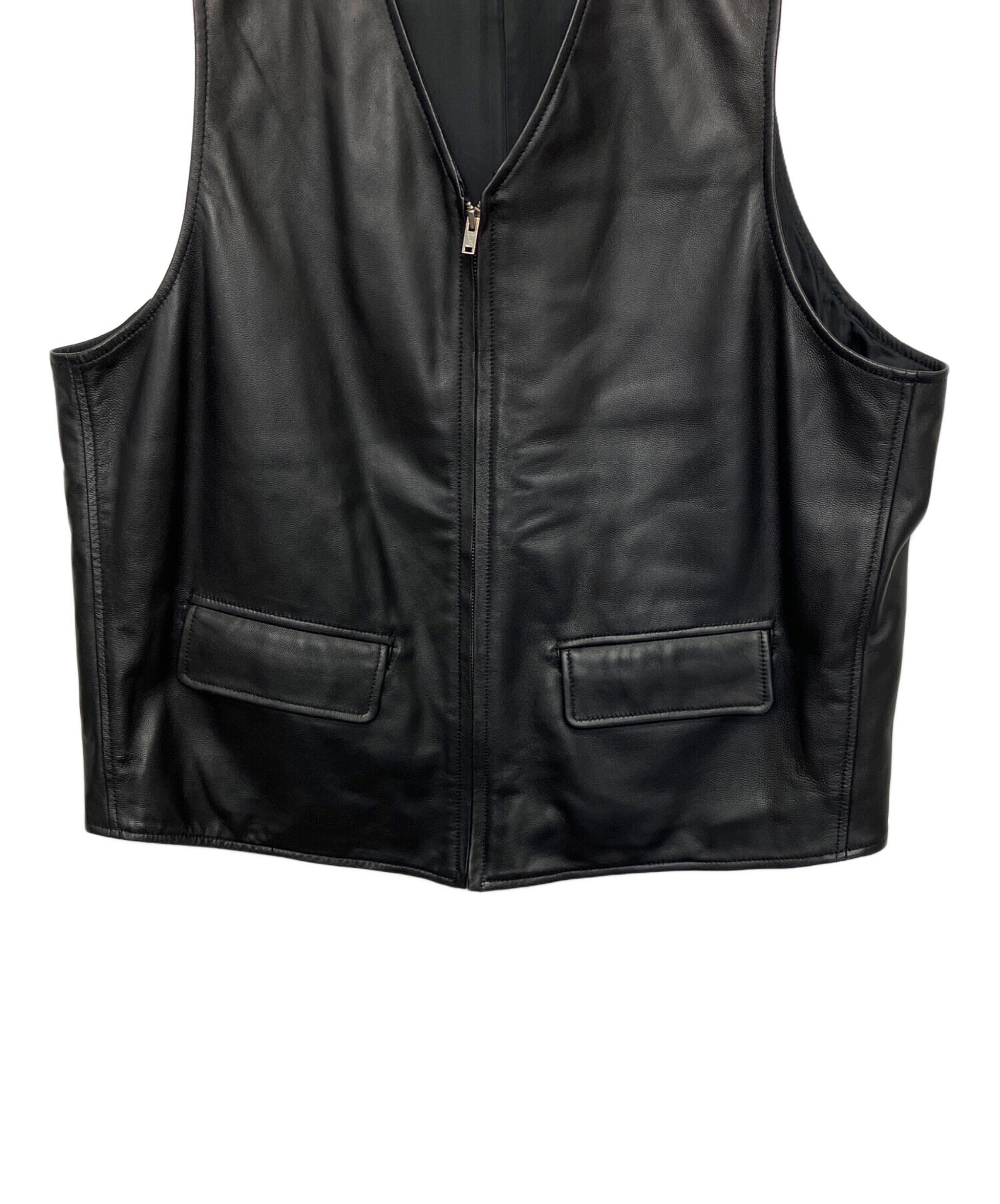 Tapwater sheep leather vest タップウォーター レザー 中古・古着通販】TapWater (タップウォーター) レザーベスト ブラック
