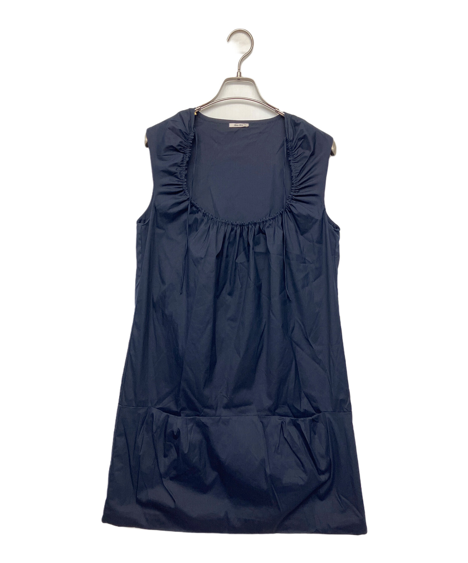 美品　miumiu ミューミュー　ワンピース　ネイビー　濃紺 楽天市場】【中古】MIU MIUロングスリーブTシャツ ワンピース ネイビー
