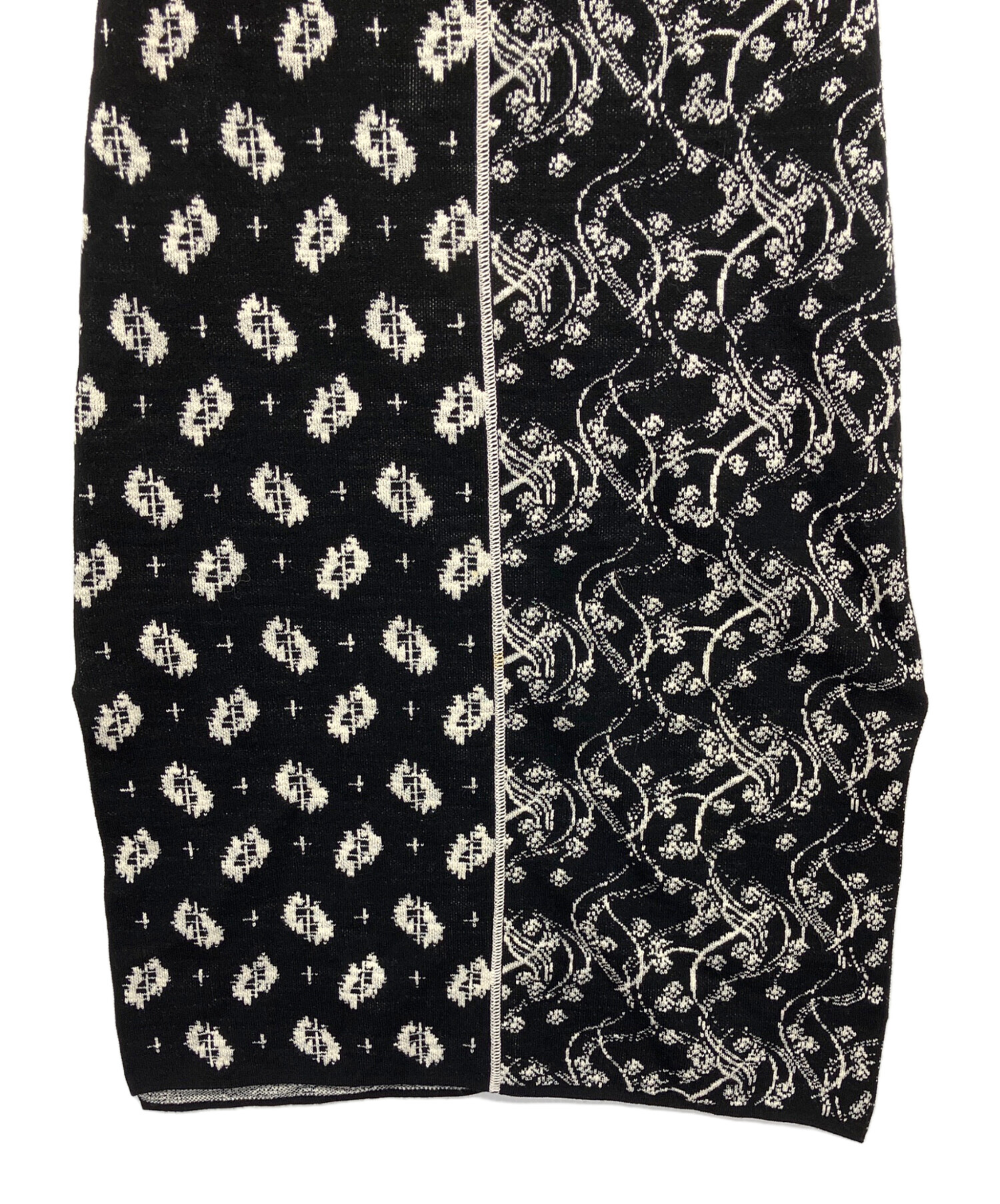 【KENZO】希少　ヴィンテージ　総柄ニットスカート 中古・古着通販】KENZO (ケンゾー) ニットスカート ブラック サイズ:XS