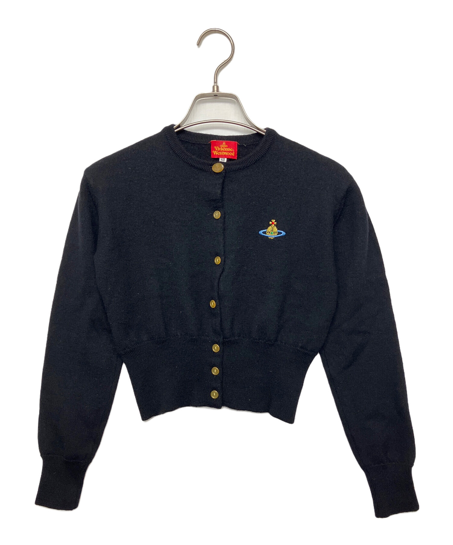 【美品】ヴィヴィアンウエストウッド マン カーディガン ブラック オーブ刺繍 美品】ヴィヴィアンウエストウッド マン カーディガン ブラック オーブ刺繍