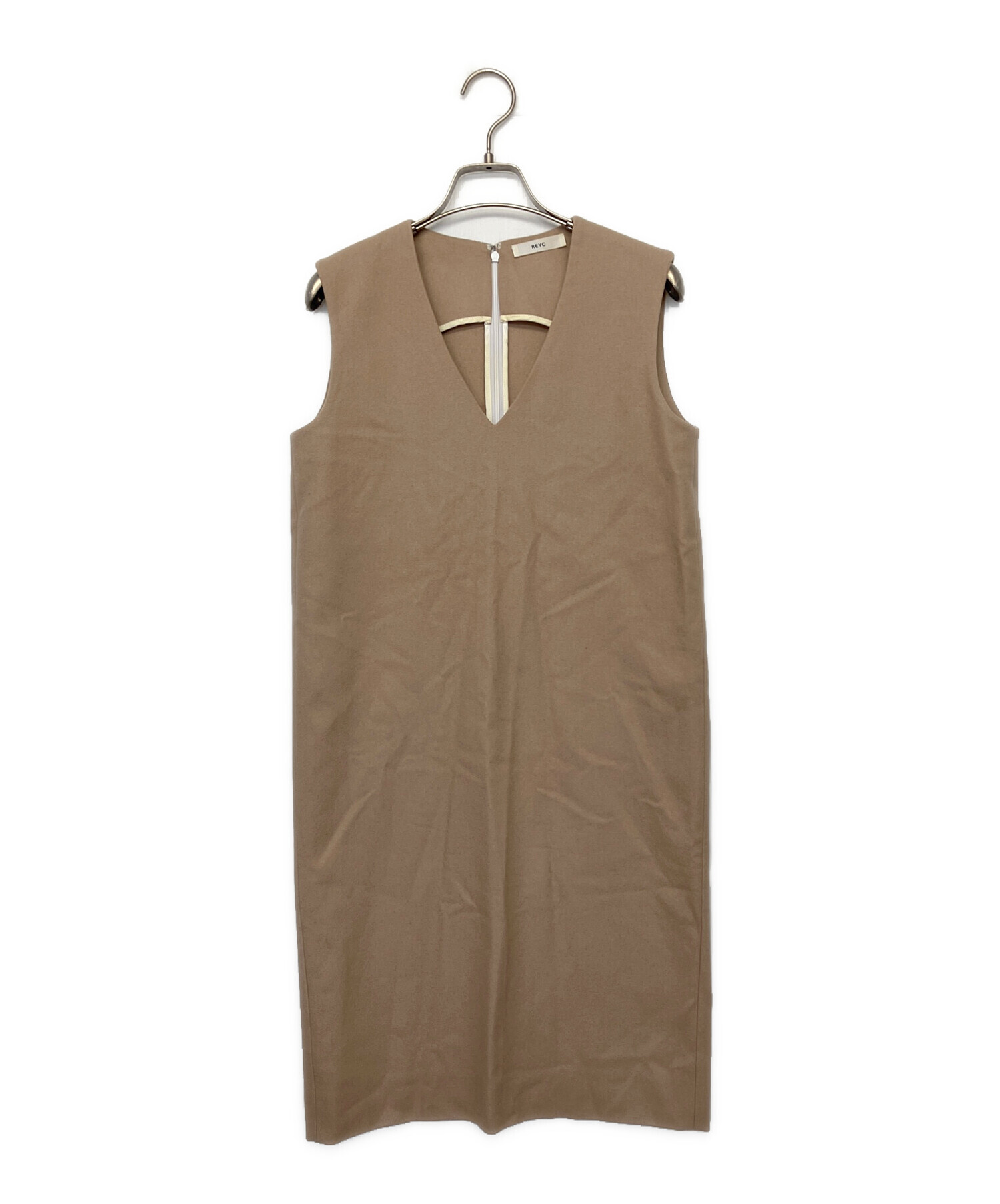 【未使用】【REYC】Vネックワンピース ノースリーブ ネイビー 34 未使用】【REYC】Vネックワンピース ノースリーブ ネイビー 34