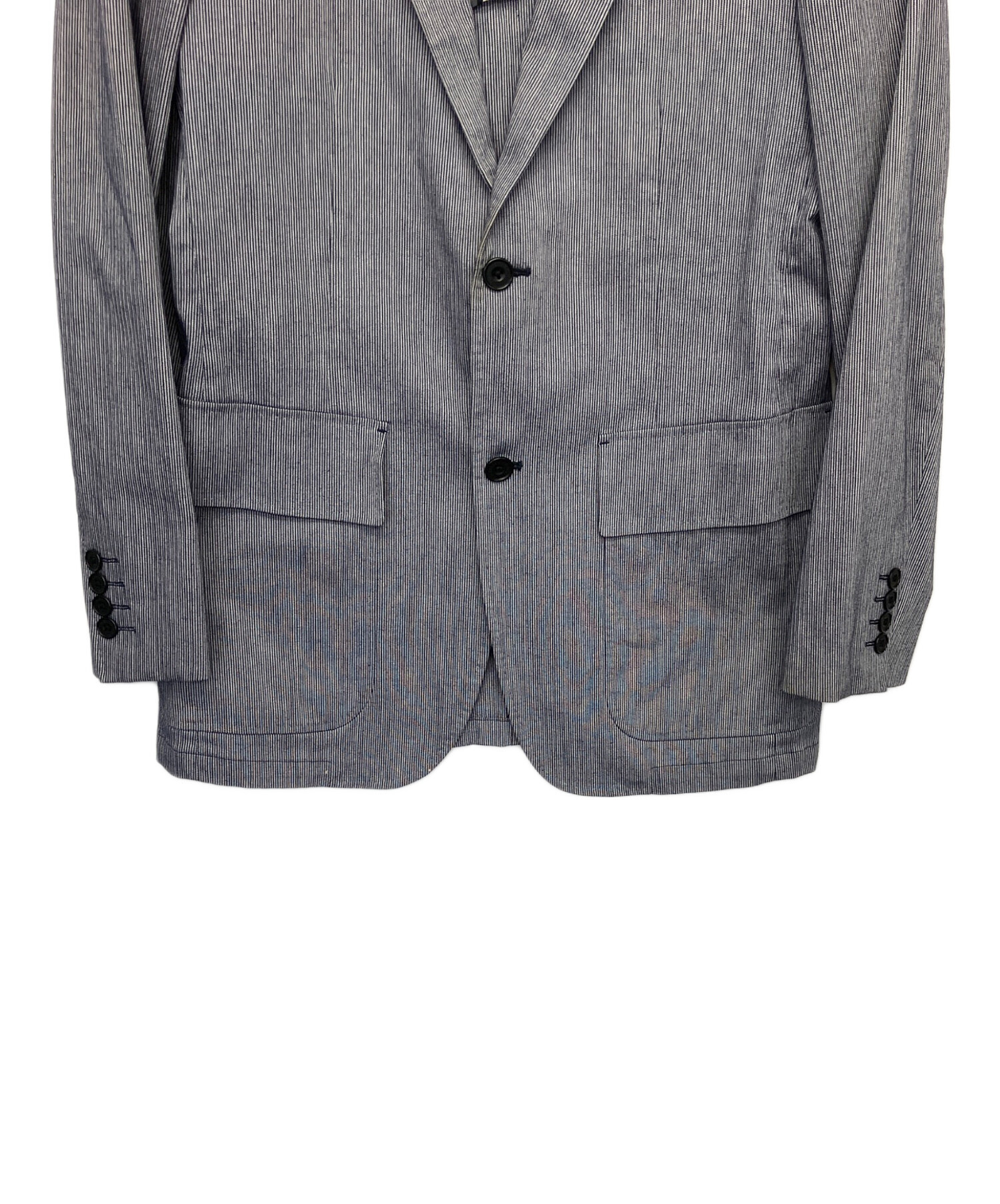 美品 Lサイズ バーバリーブラックレーベル シアサッカー テーラードジャケット バーバリーブラックレーベル テーラードジャケット ストライプ シア