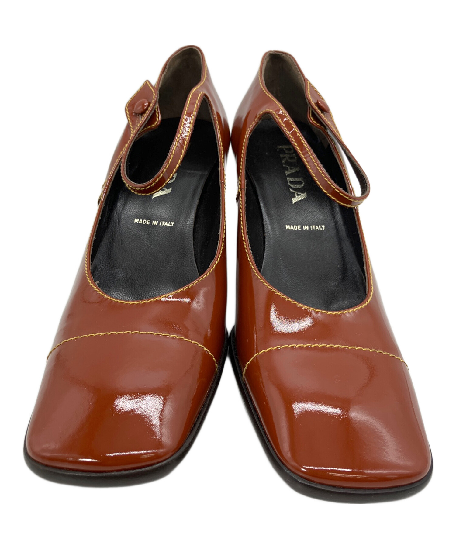 プラダ・レディースM・ワイン、 中古・古着通販】PRADA (プラダ) メリージェーンパンプス ブラウン