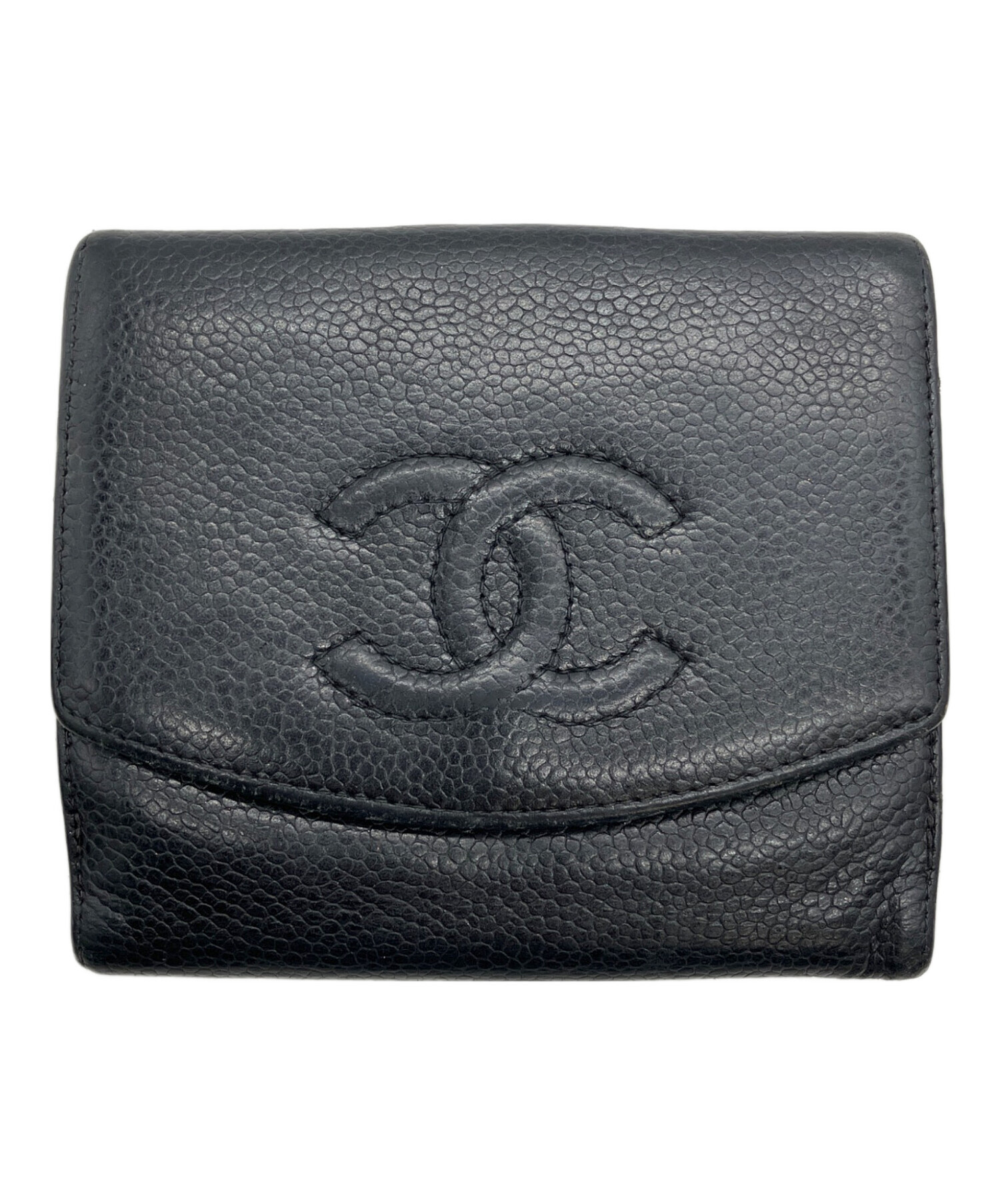 中古・古着通販】CHANEL (シャネル) 2つ折り財布 ブラック｜ブランド