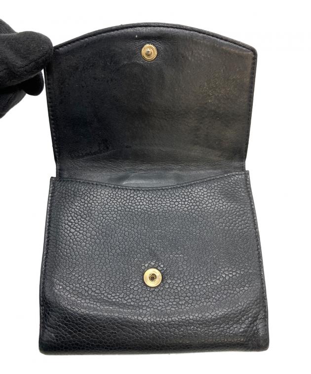中古・古着通販】CHANEL (シャネル) 2つ折り財布 ブラック｜ブランド