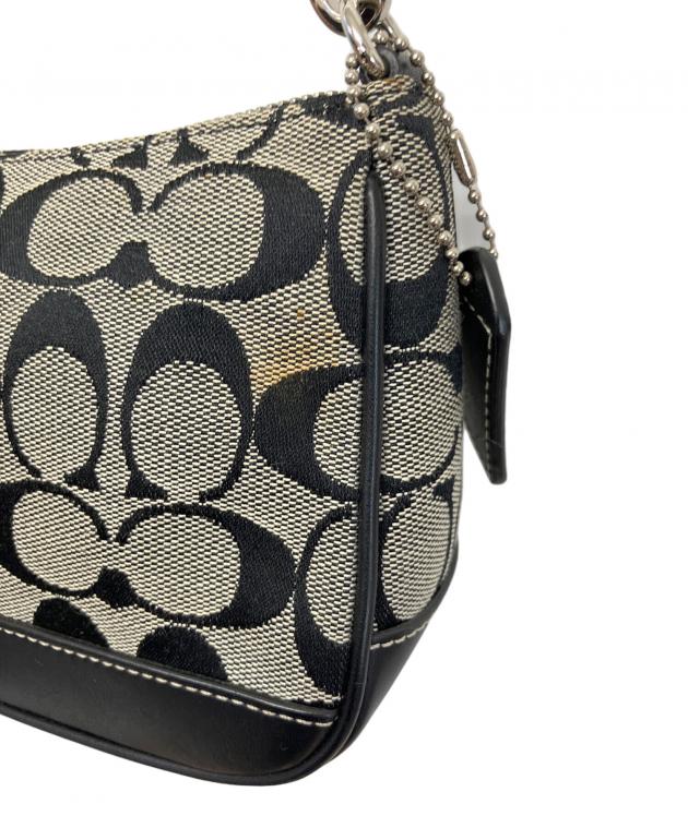 中古・古着通販】COACH (コーチ) アクセサリーポーチ ブラック×グレー