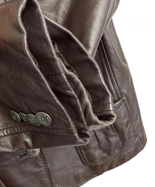 中古・古着通販】BALMAIN (バルマン) ラムレザージャケット ブラウン