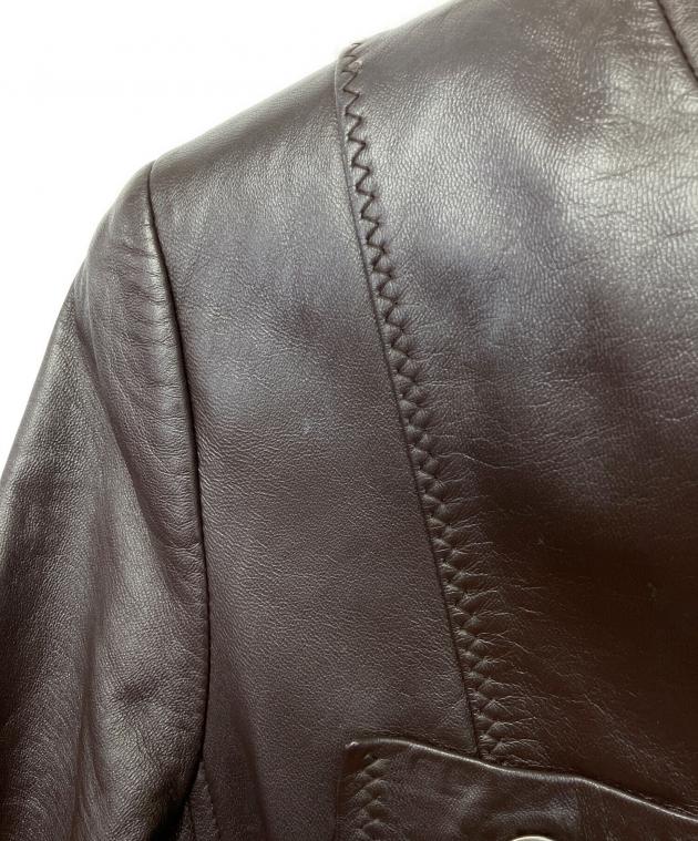 中古・古着通販】BALMAIN (バルマン) ラムレザージャケット ブラウン