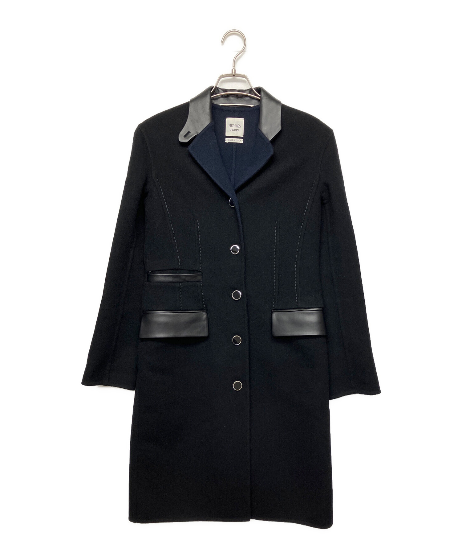 中古・古着通販】HERMES (エルメス) カシミヤコート ブラック サイズ