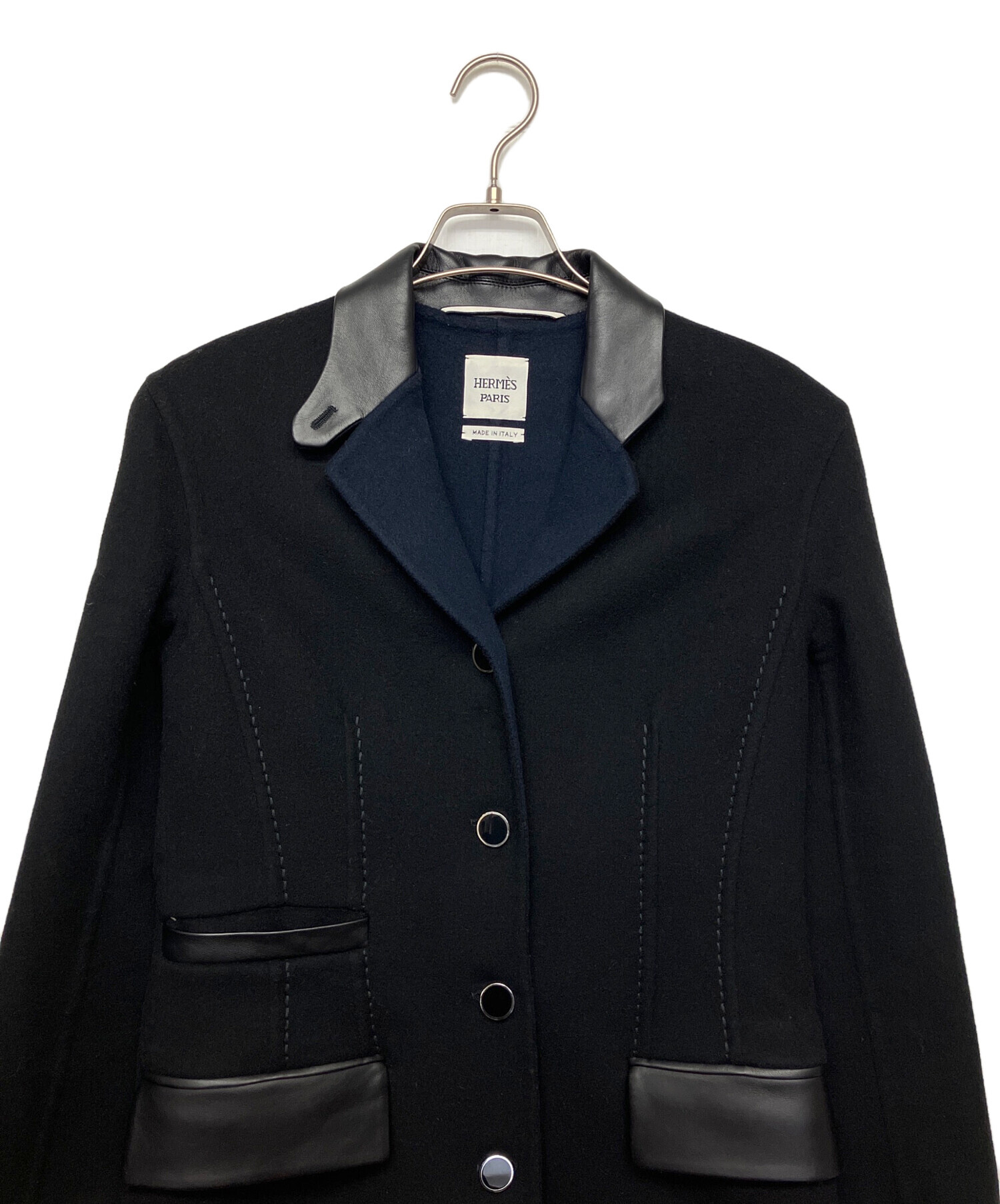 中古・古着通販】HERMES (エルメス) カシミヤコート ブラック サイズ