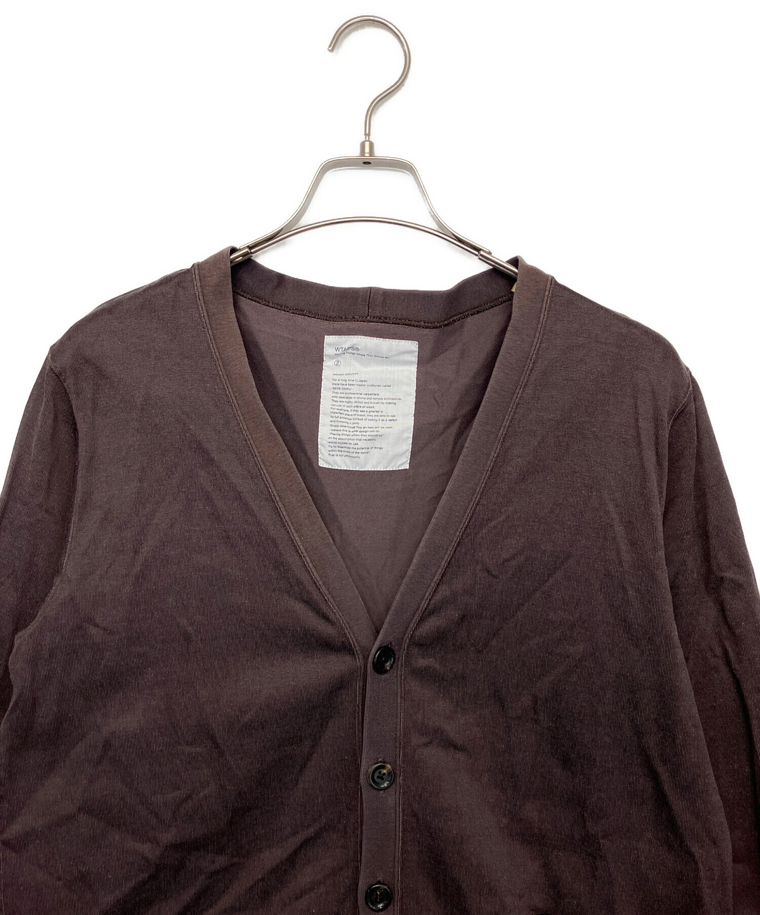 WTAPS ニットカーディガン ブラウン サイズ02 ダブルタップス 中古・古着通販】WTAPS (ダブルタップス) 薄手カーディガン ブラウン