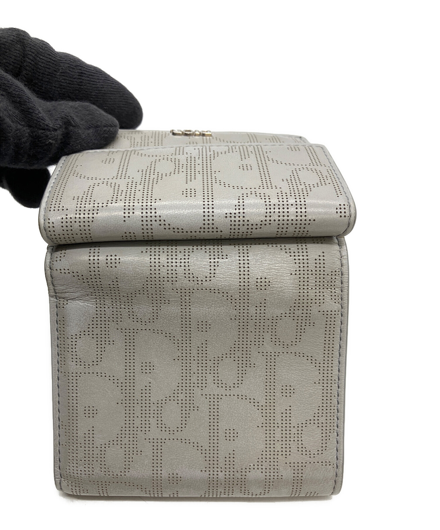 クリスチャンディオール DIOR オブリーク 三つ折り財布 グレー 中古・古着通販】Christian Dior (クリスチャン ディオール) 3つ折り