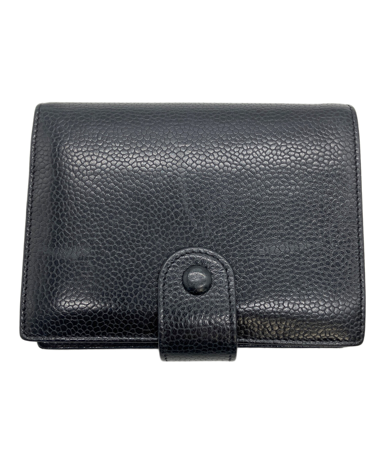 CHANEL マトラッセ レザー 二つ折り財布 中古・古着通販】CHANEL (シャネル) マトラッセ 2つ折り財布 ブラック