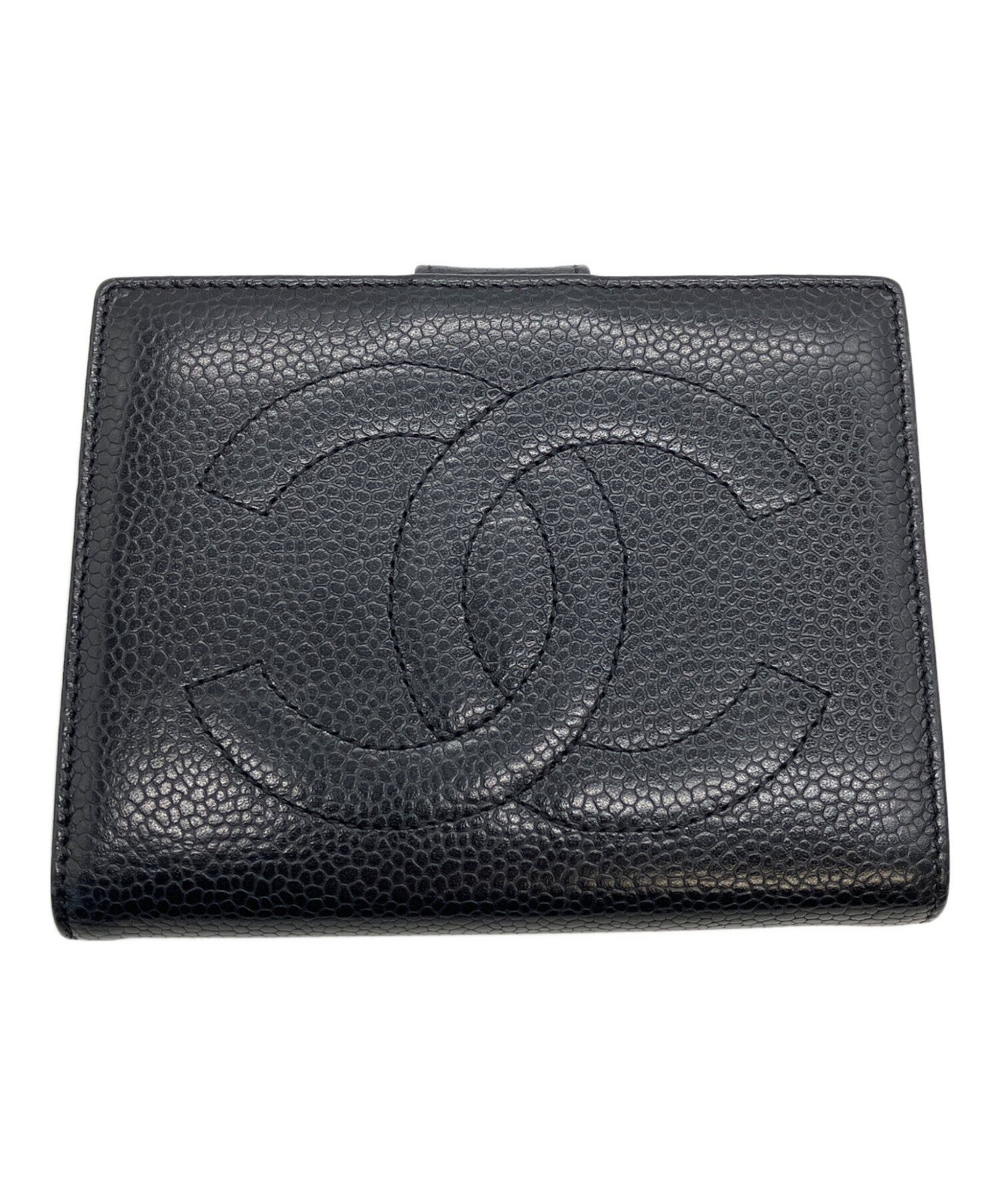 CHANEL マトラッセ レザー 二つ折り財布 中古・古着通販】CHANEL (シャネル) マトラッセ 2つ折り財布 ブラック