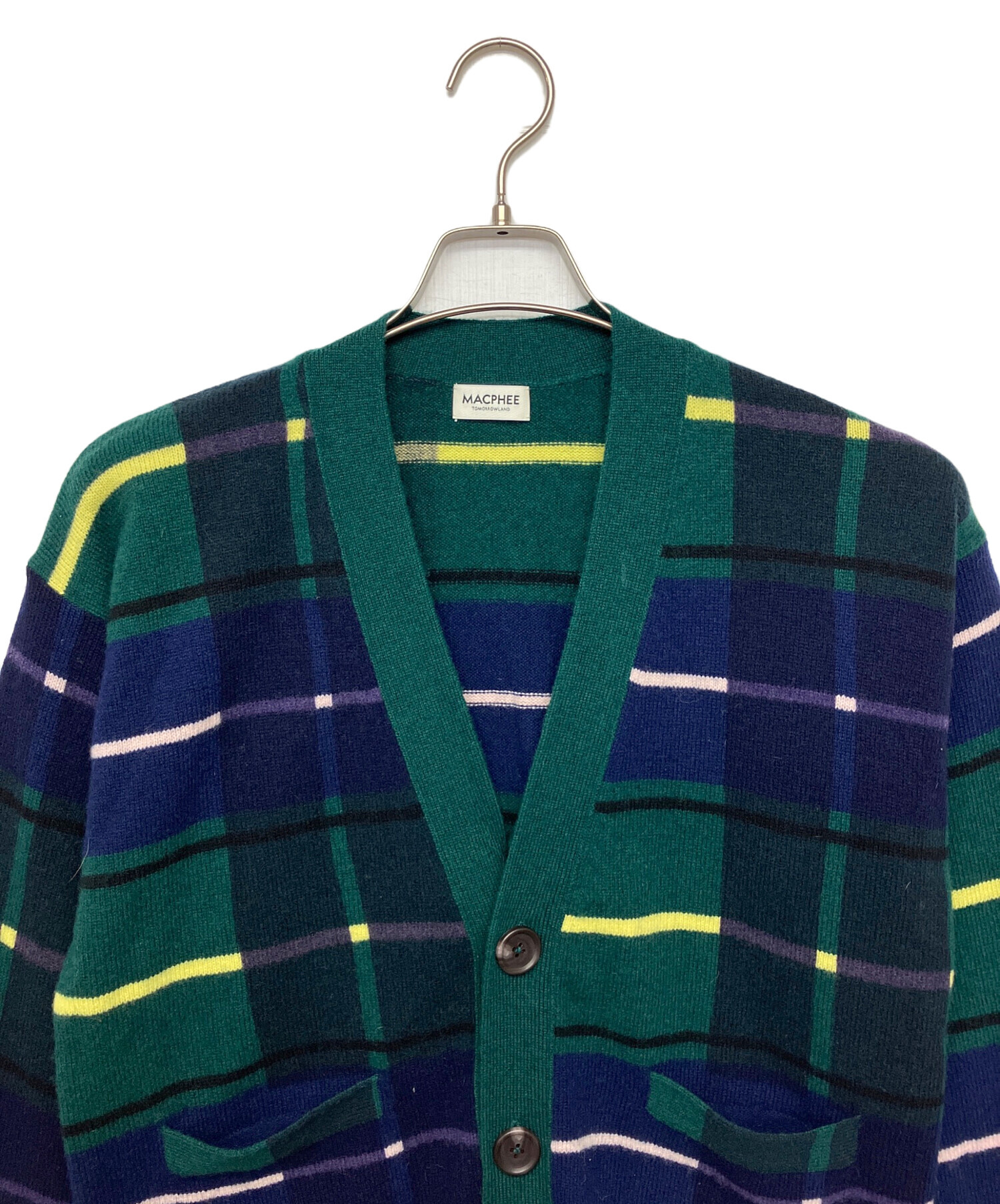 ［マリメル］MACPHEE チェック柄カーディガン ルーズシルエットアーガイルチェックカーディガン（カーディガン