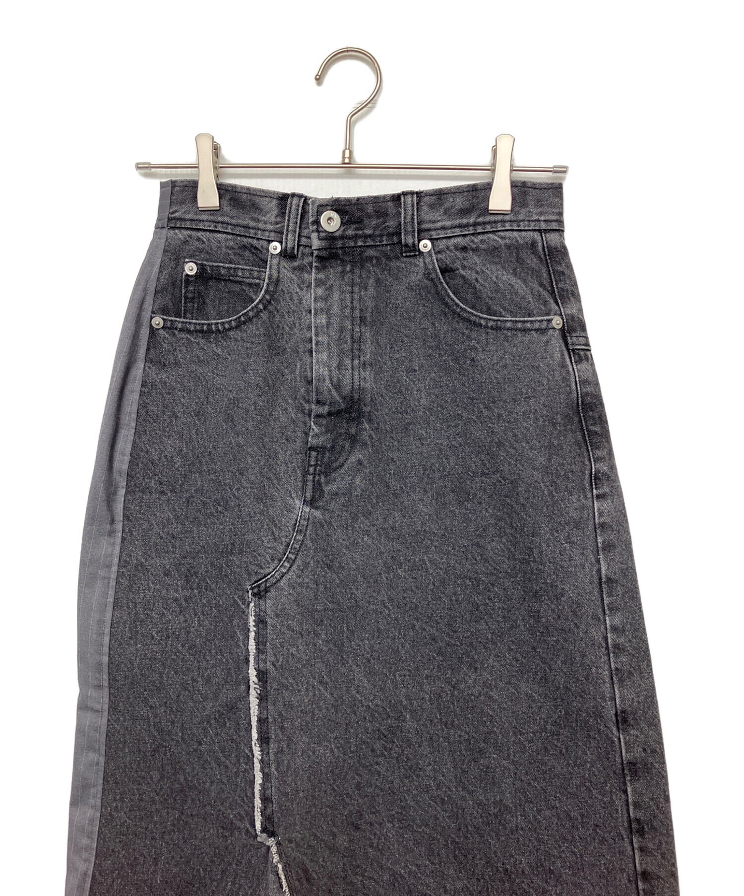 中古・古着通販】AMERI (アメリ) DENIM DOCKING COMBINE SKIRT グレー