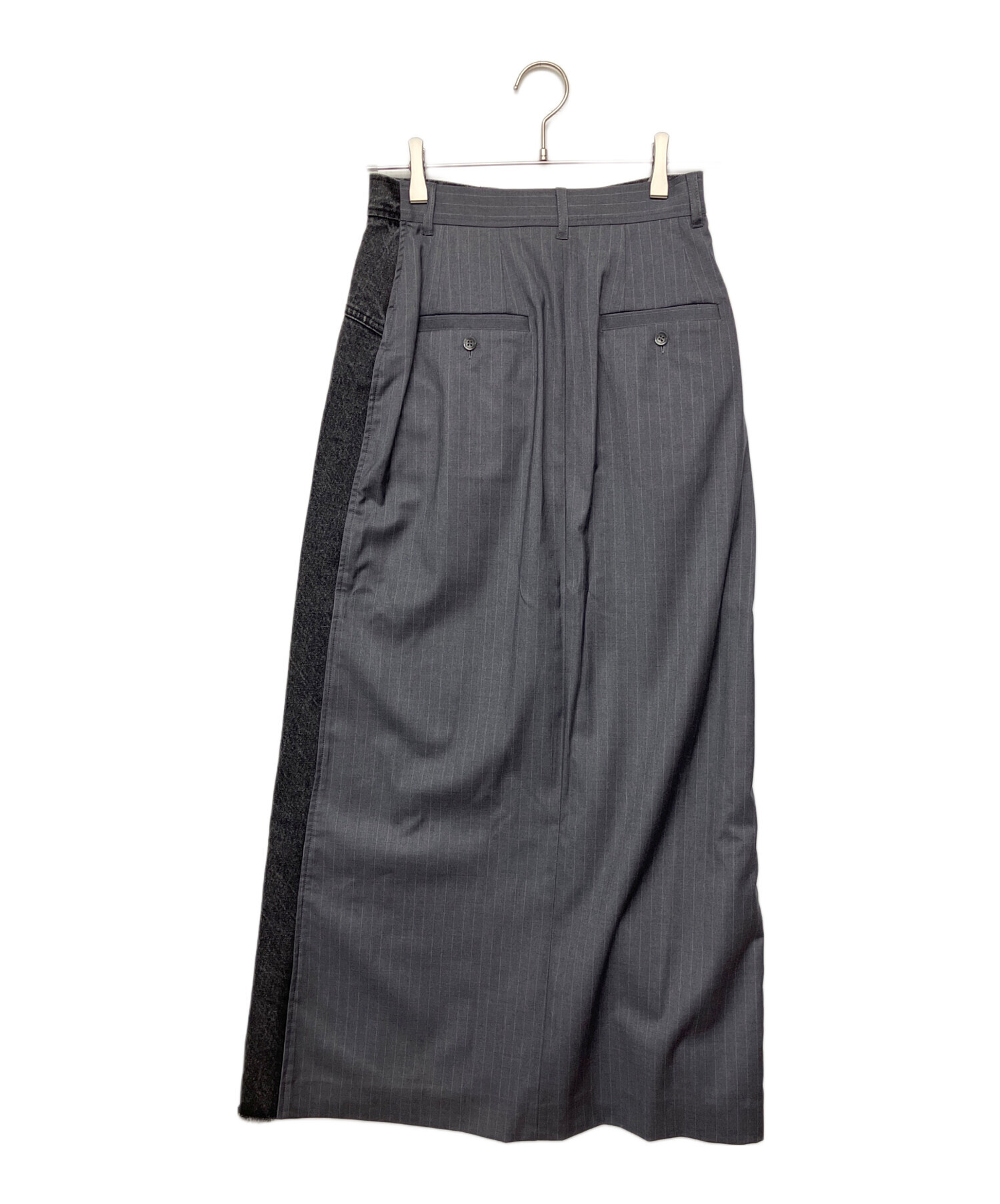 中古・古着通販】AMERI (アメリ) DENIM DOCKING COMBINE SKIRT グレー