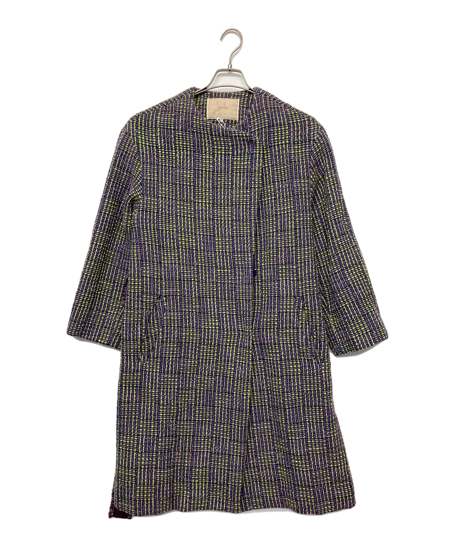 中古・古着通販】Sybilla (シビラ) チェック コート グリーン×パープル