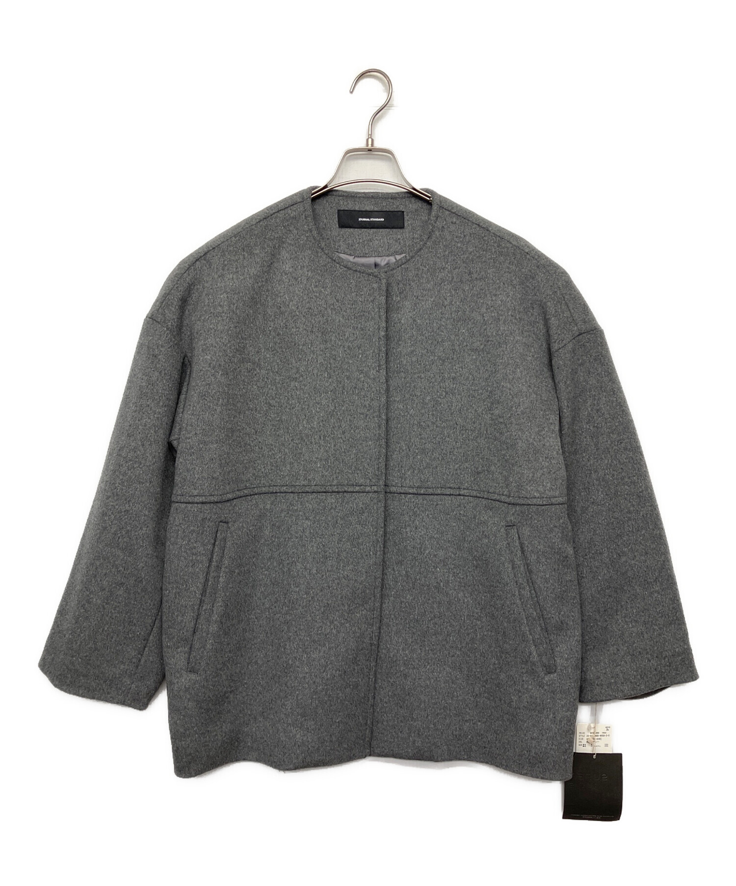 JOURNAL STANDARD ノーカラーショートコート グレー 中古・古着通販】JOURNAL STANDARD (ジャーナルスタンダード) ノー