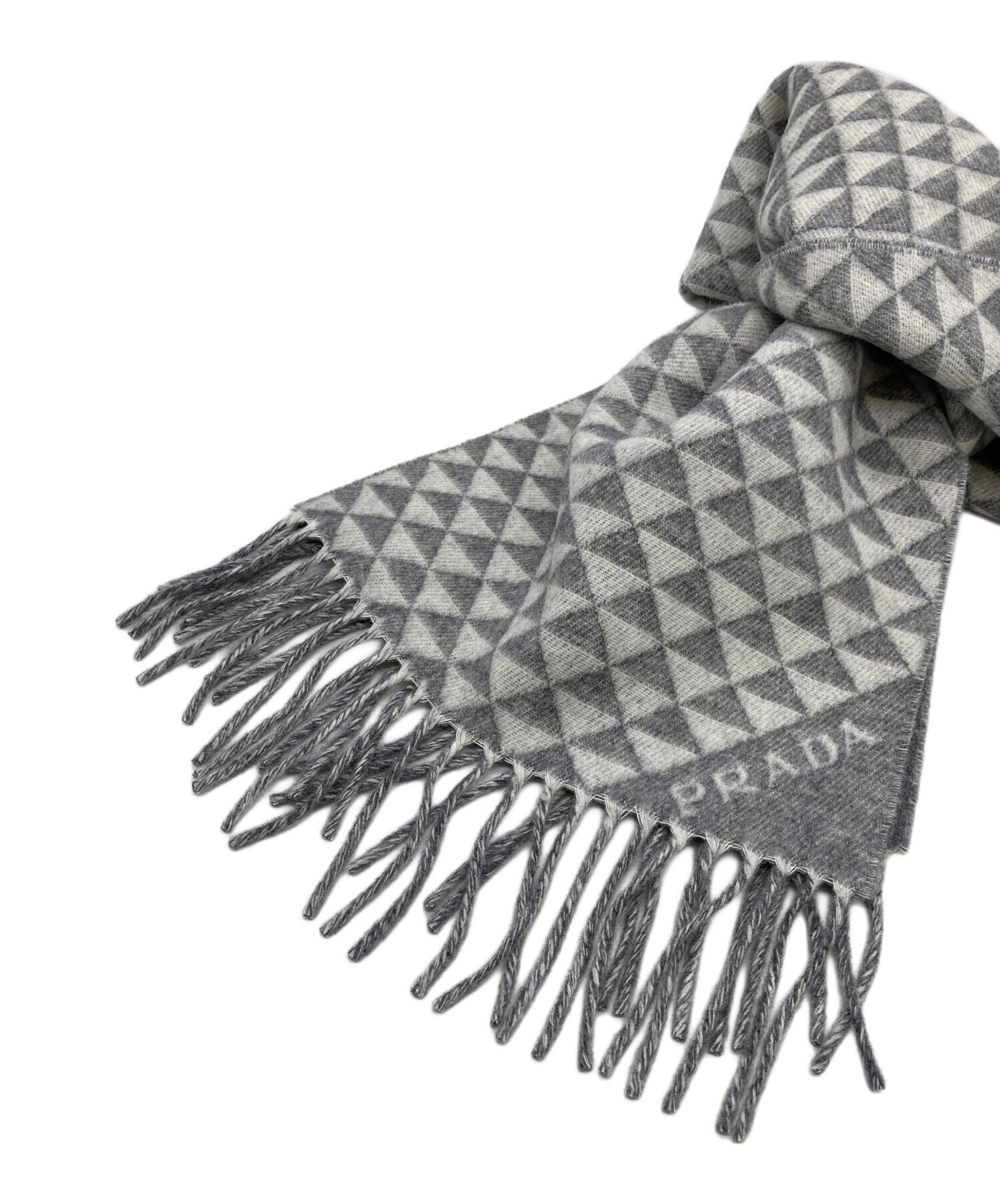 【新品未使用品】PRADA ストール　マフラー　カシミヤ100% グレー　プラダ 中古・古着通販】PRADA (プラダ) マフラー グレー｜ブランド・古着通販