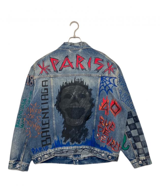 BALENCIAGA デニムジャケット ペイント 中古・古着通販】BALENCIAGA (バレンシアガ) グラフィックペイント
