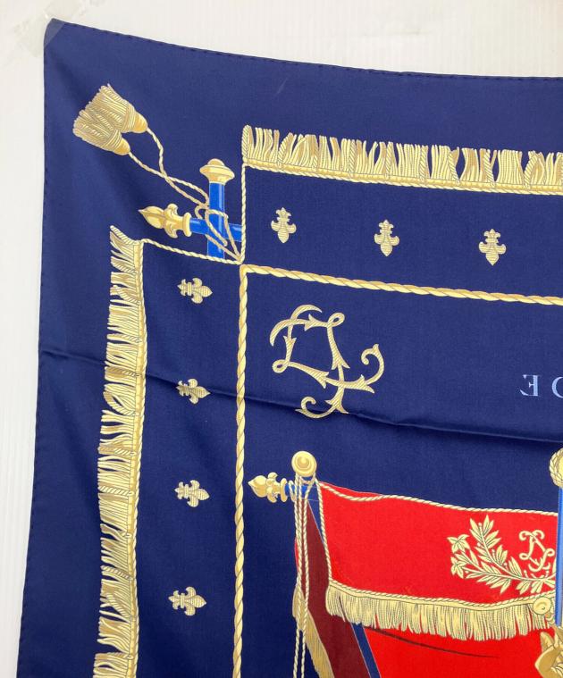 中古・古着通販】HERMES (エルメス) カレ90 シルクスカーフ ネイビー