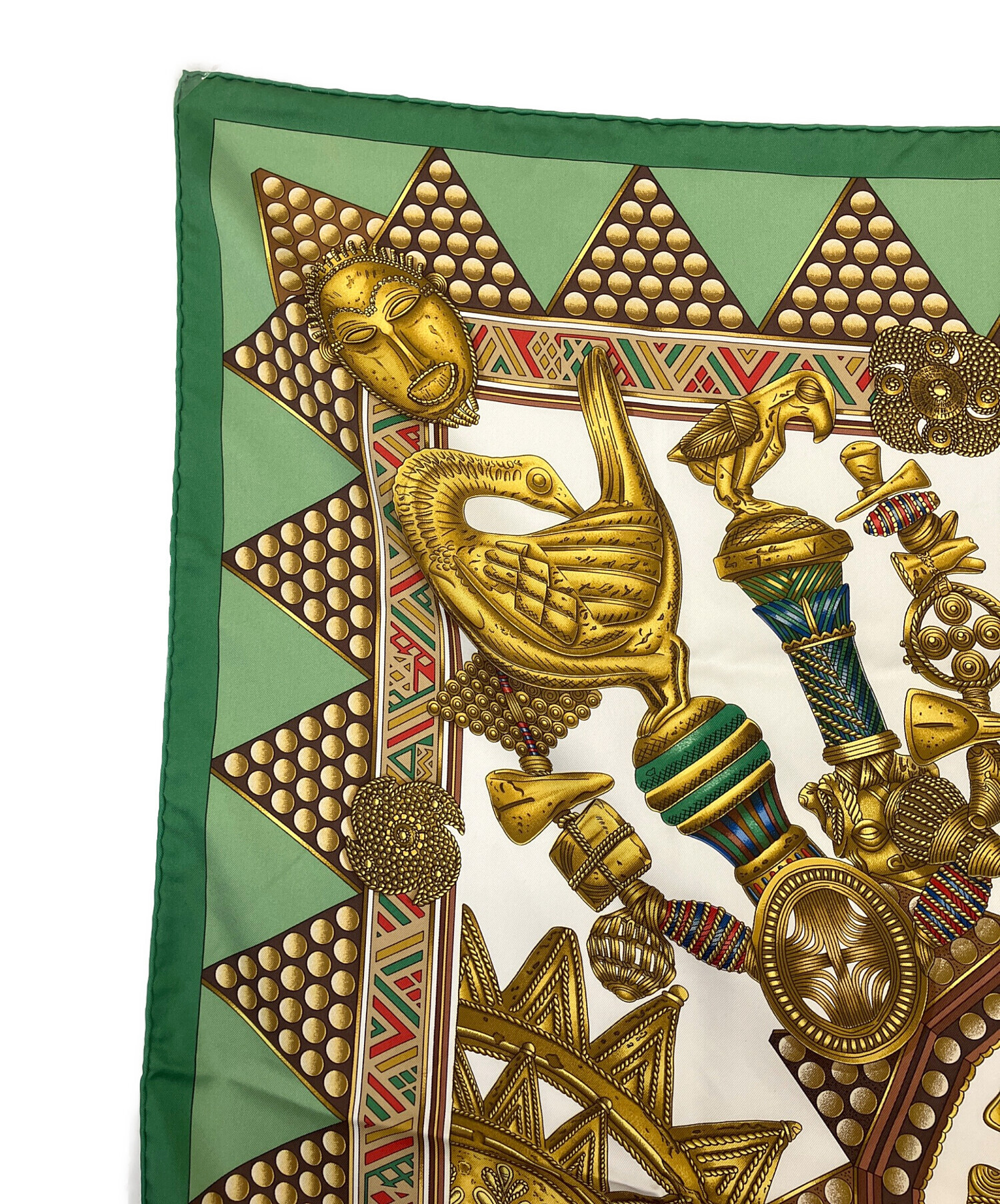 中古・古着通販】HERMES (エルメス) カレ90 シルクスカーフ 黄緑