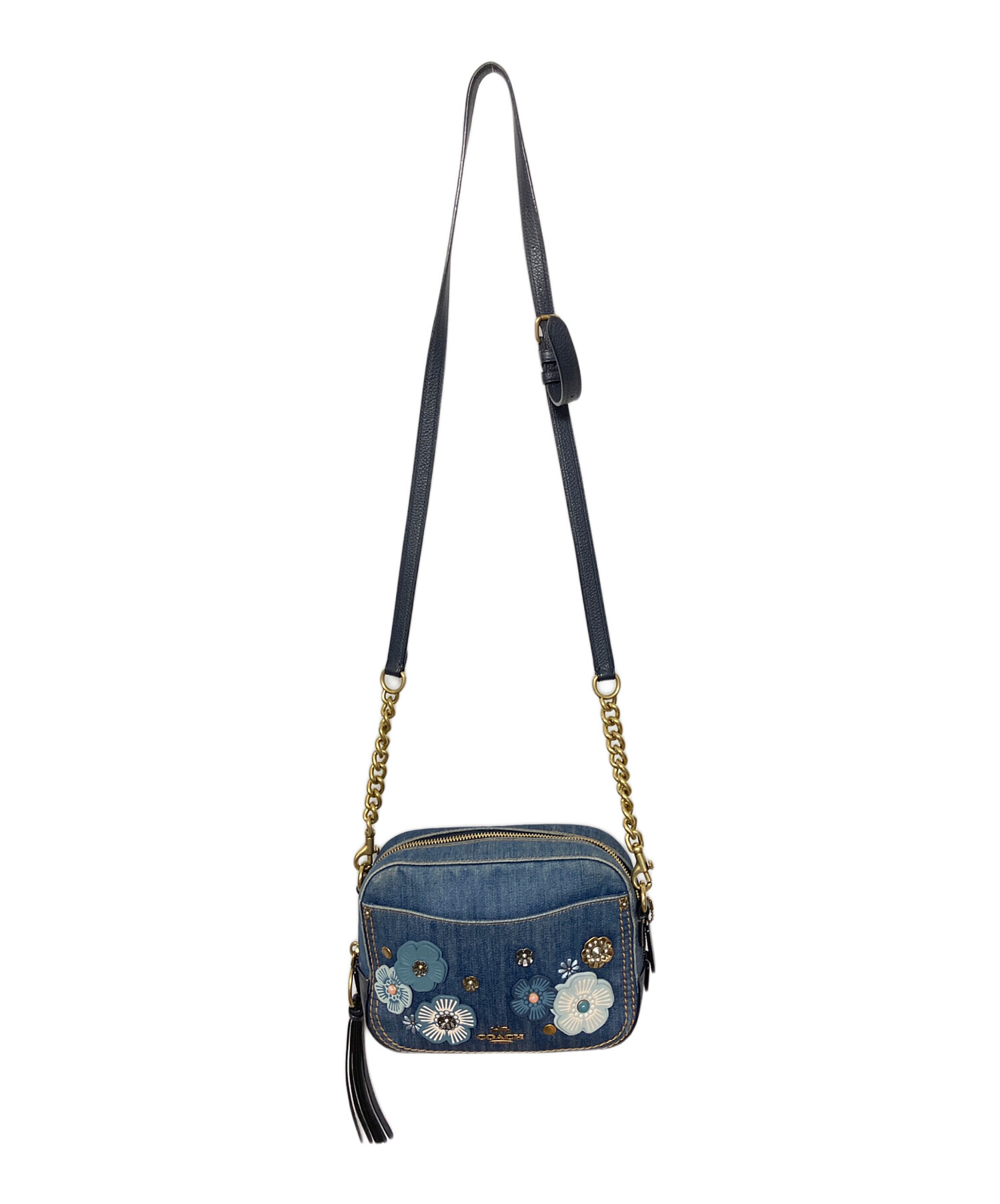 中古・古着通販】COACH (コーチ) フラワーショルダーバッグ インディゴ