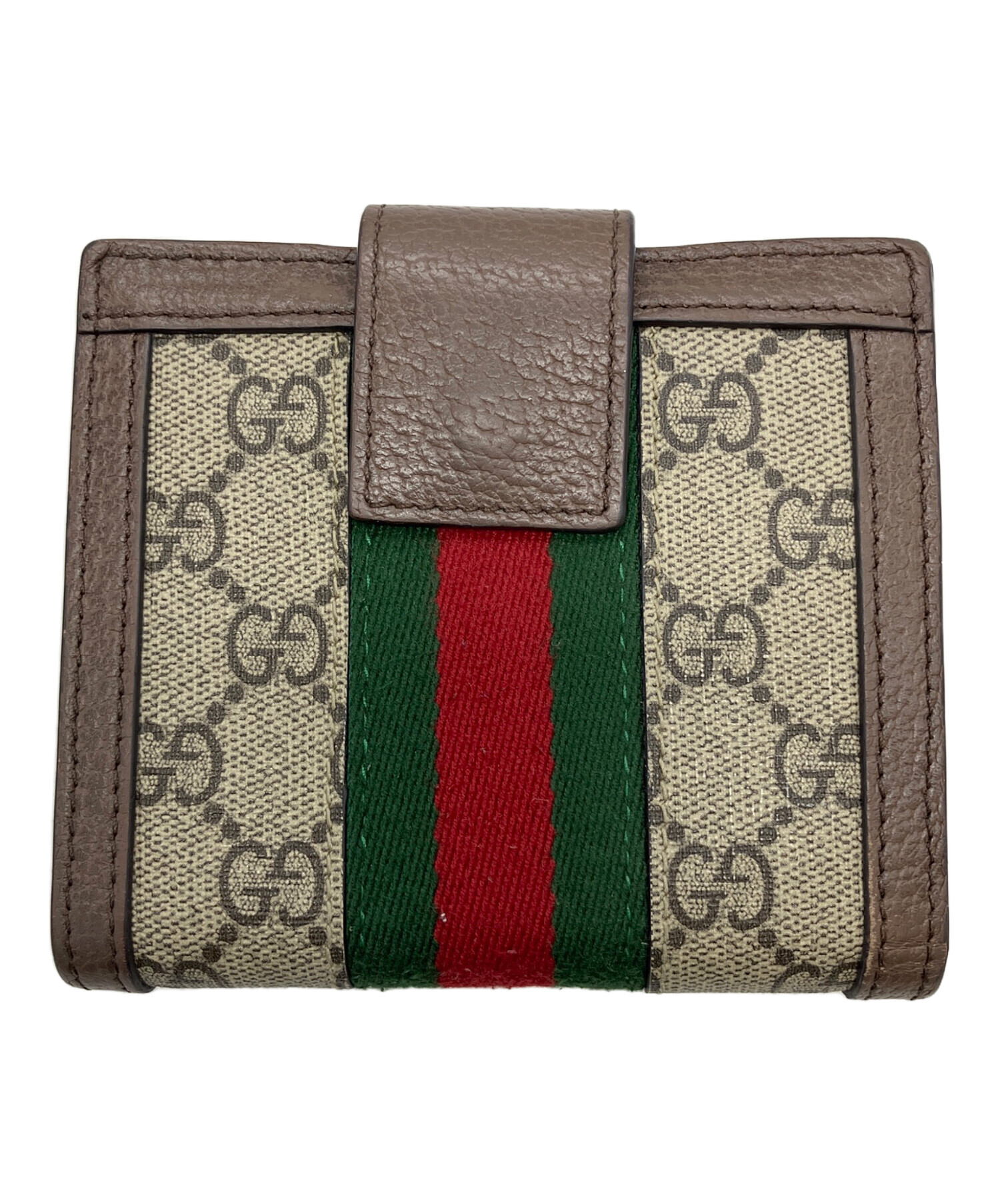 中古・古着通販】GUCCI (グッチ) GGスプリーム 2つ折り財布 ベージュ