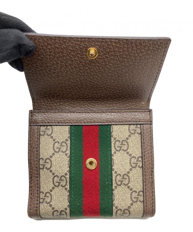 中古・古着通販】GUCCI (グッチ) GGスプリーム 2つ折り財布 ベージュ