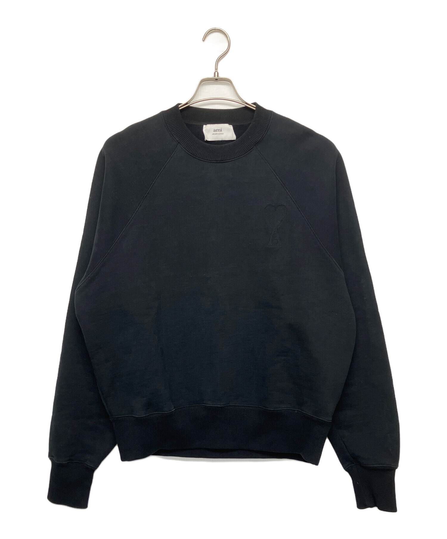 YYA_A　美品✨ami ブラック クルーネックスウェット 中古・古着通販】AMI PARIS (アミ パリス) クルーネックスウェット
