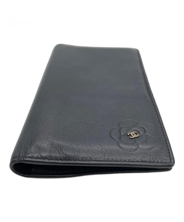 中古・古着通販】CHANEL (シャネル) カメリア 長財布 ブラック