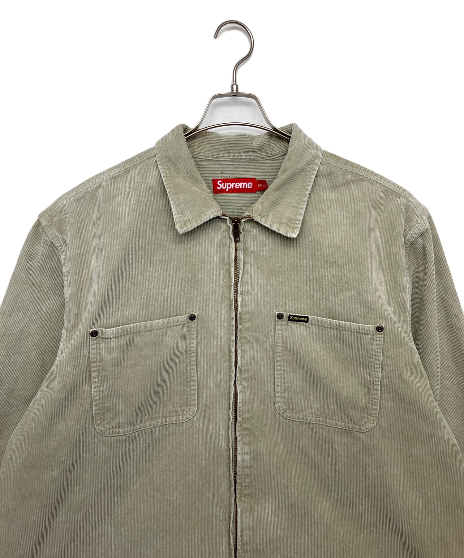 Supreme - Washed Corduroy Zip Up Shirt 黒XL シュプリーム