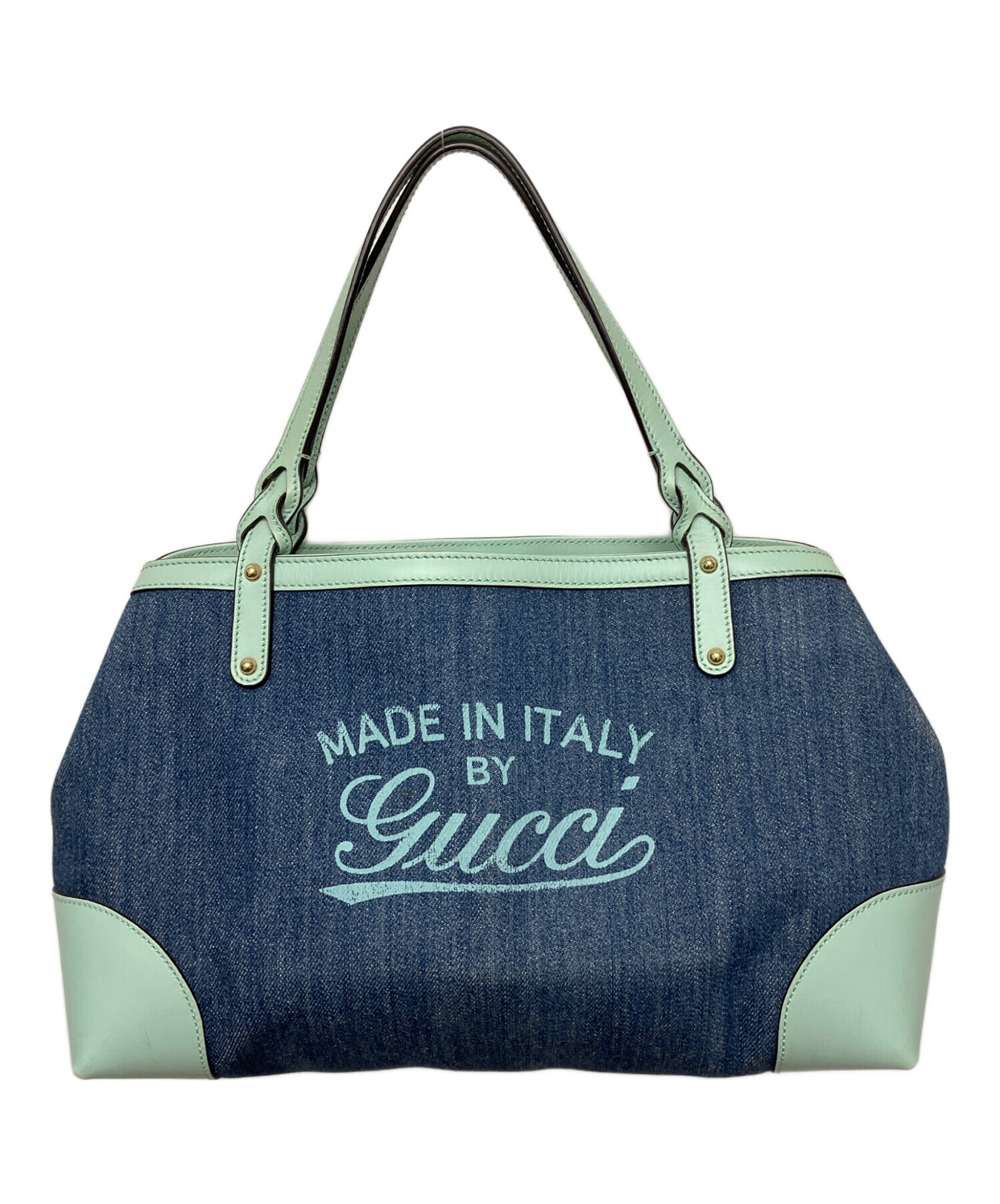 グッチ　デニム✖️レザー　トートバック 中古・古着通販】GUCCI (グッチ) デニムトートバッグ インディゴ